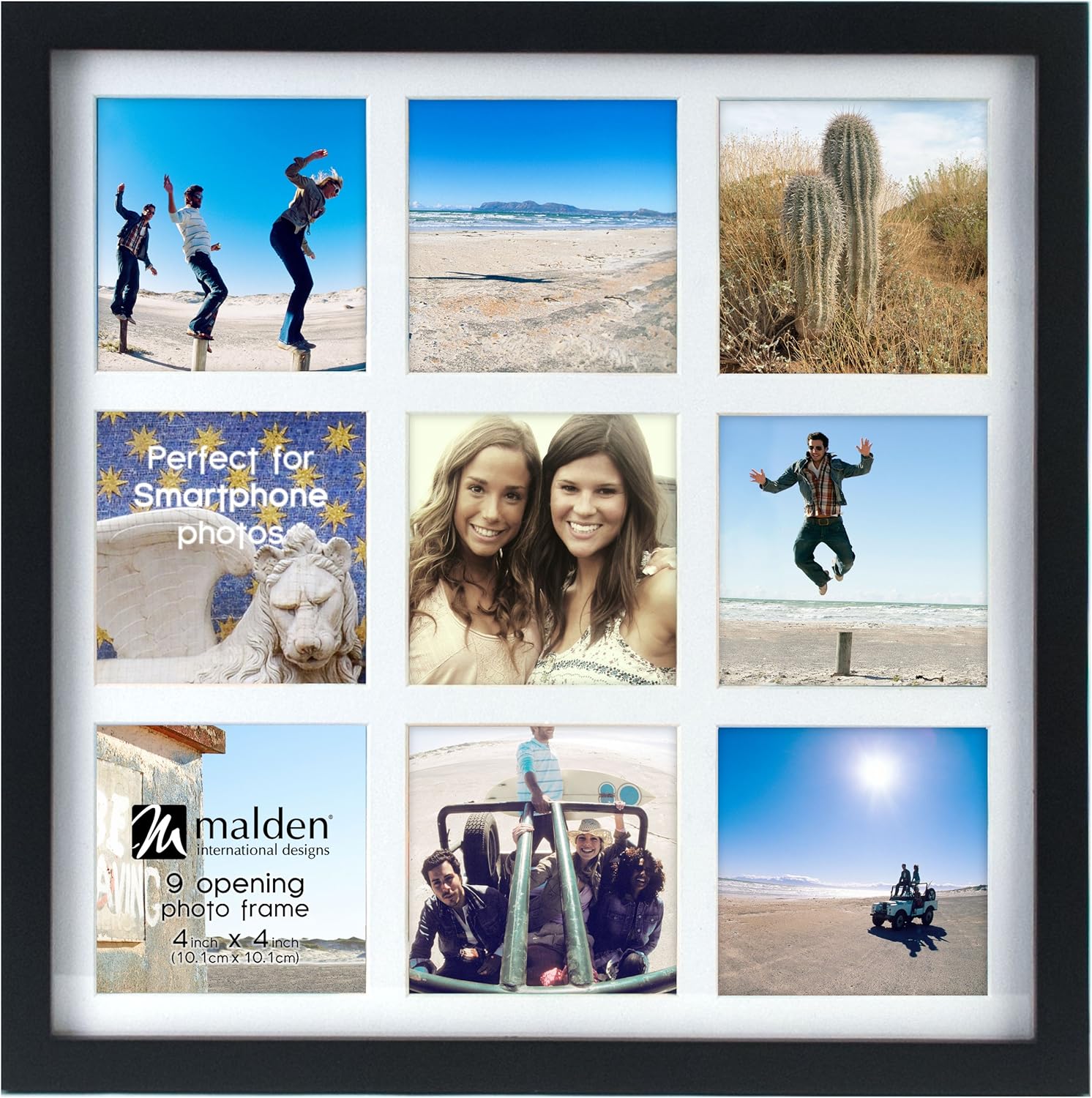 Malden International Designs 2182-944 Smartphone Collection Black Wood Collage Picture Frame,9 Option, 9-4x4, Black