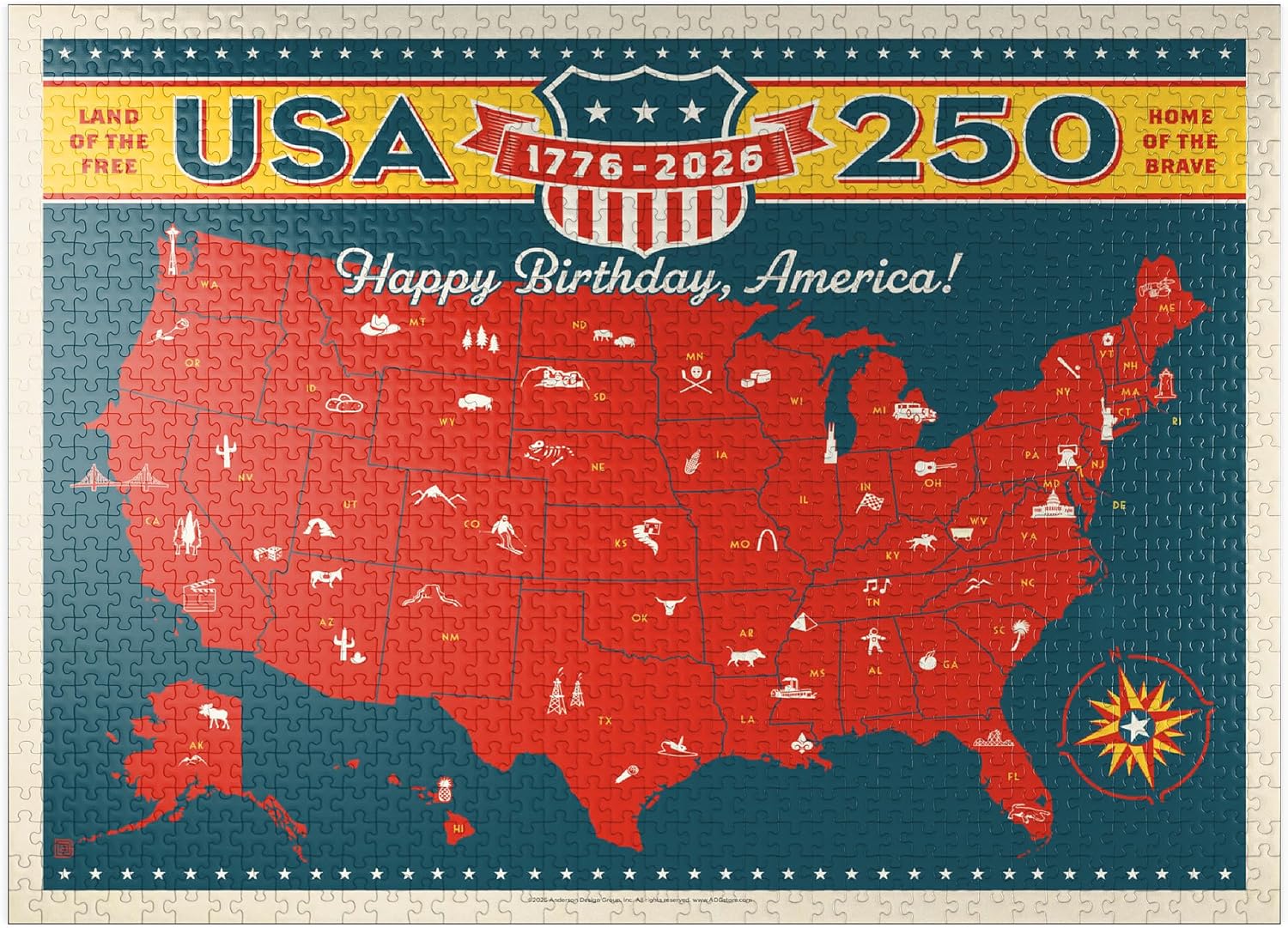 MyPuzzle 250th Anniversary USA: Commemorative Map - Premium 500 Piece Jigsaw Puzzle for Adults