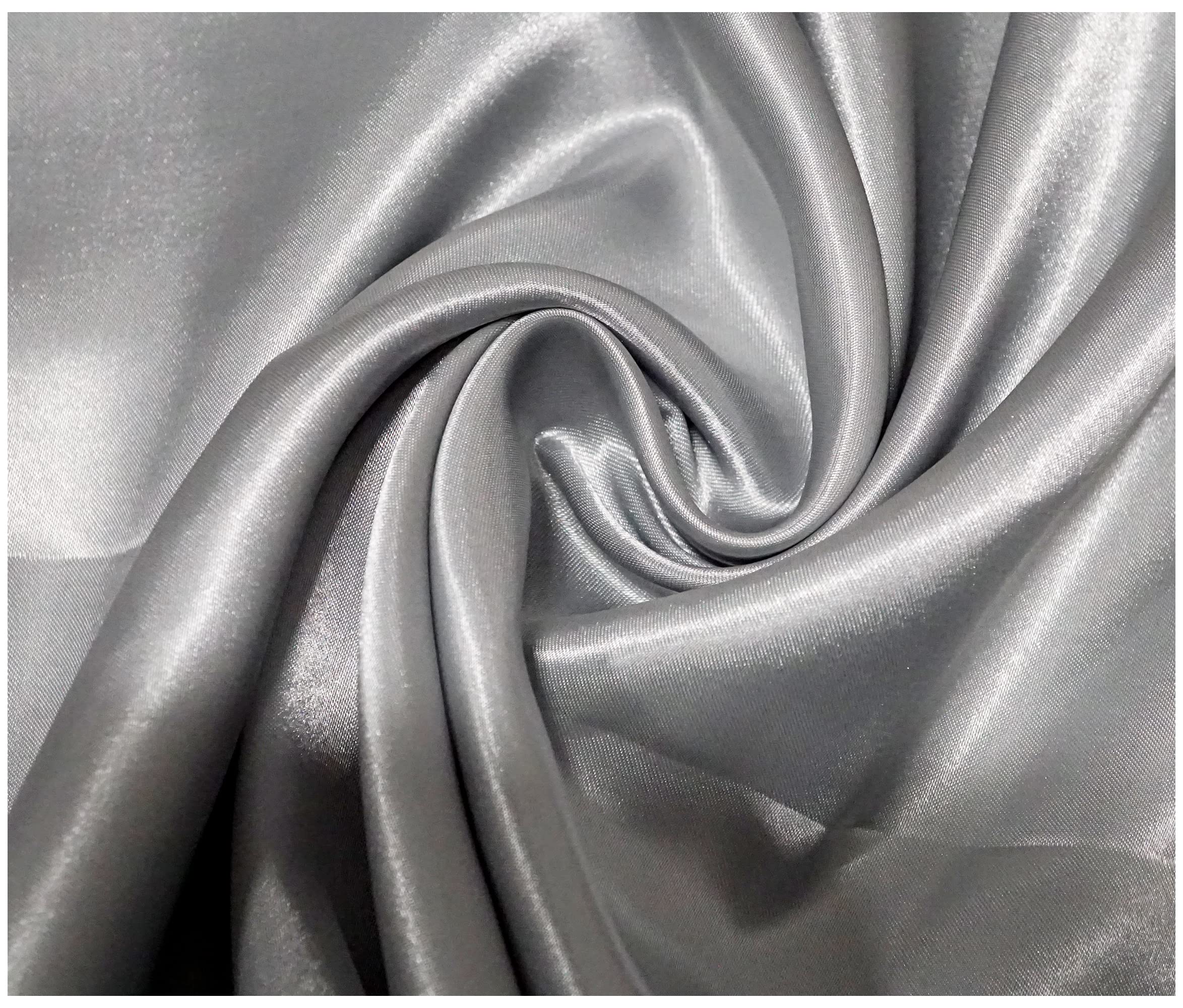 Thefabrictrade Silver Silky Satin Polyester Fabric For Dressmaking Wedding Crafts Quilting Sewing 150Cm Wide (100 X 150Cm / 39" X 60", )