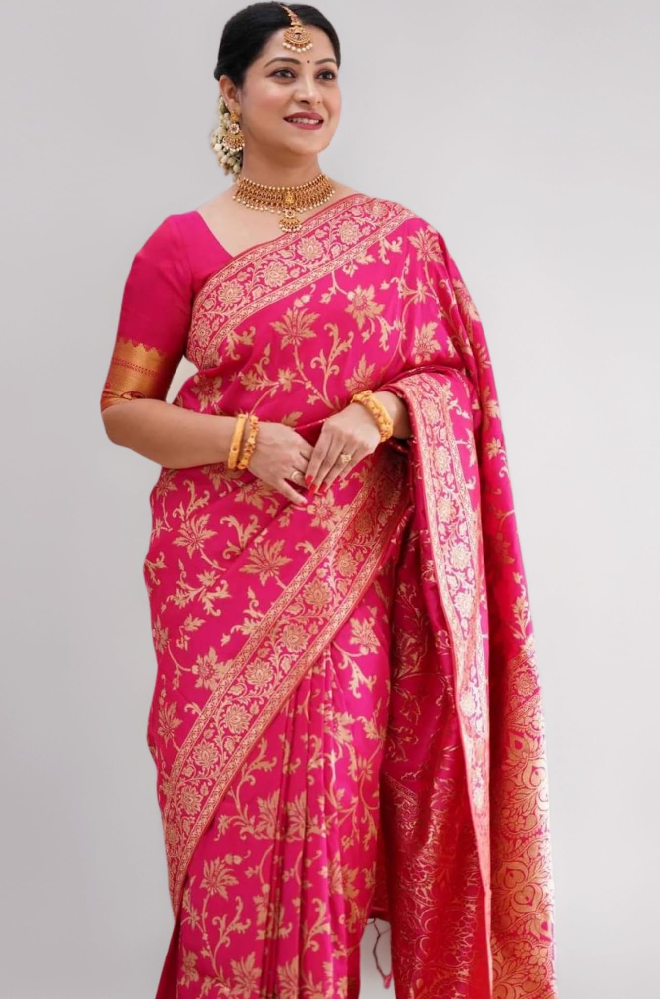 Women's Kanjivaram Soft Silk Saree With Blouse Piece