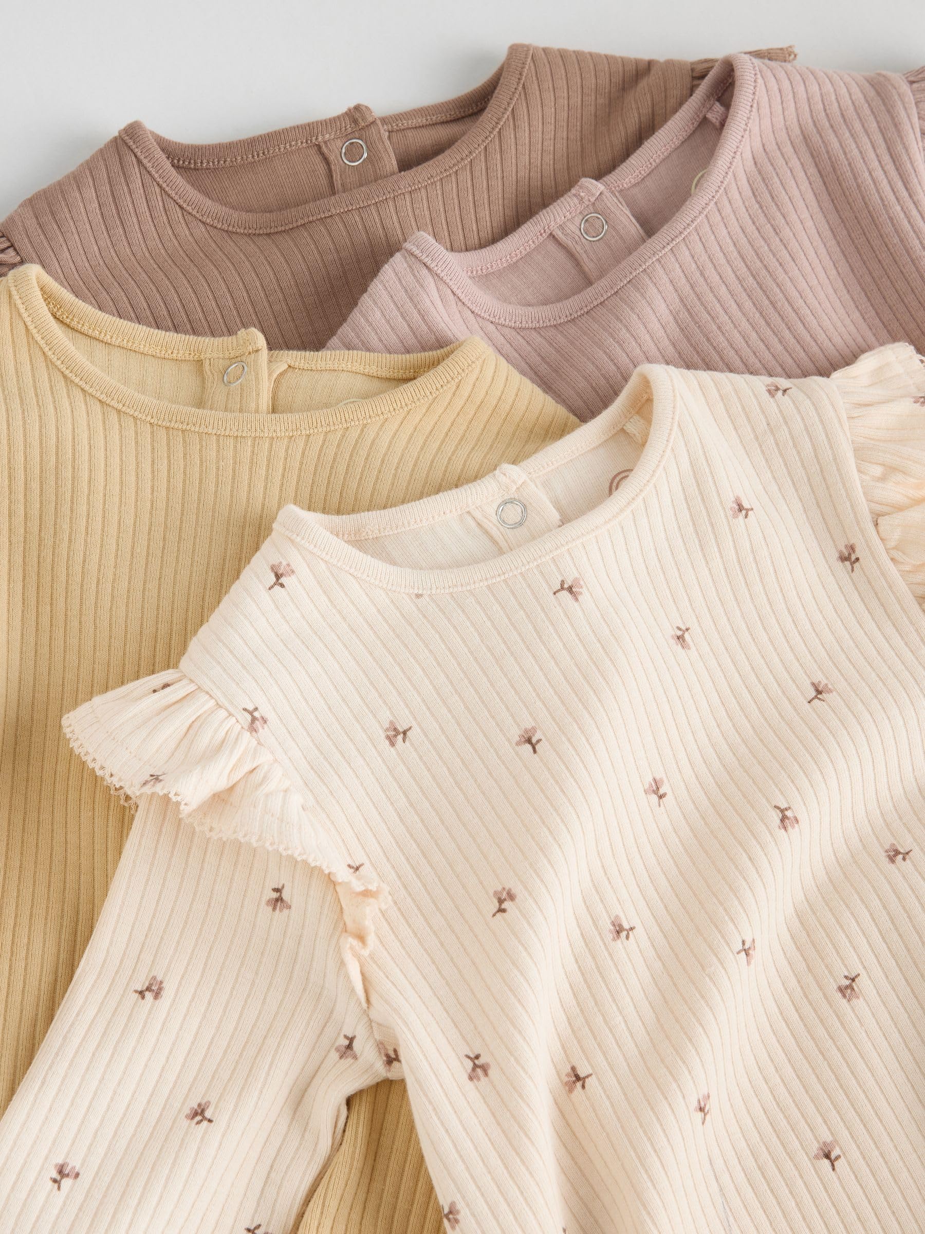 NEXT Baby Mädchen Baby Langarm-Bodysuits mit Rüschen im 4er-Pack