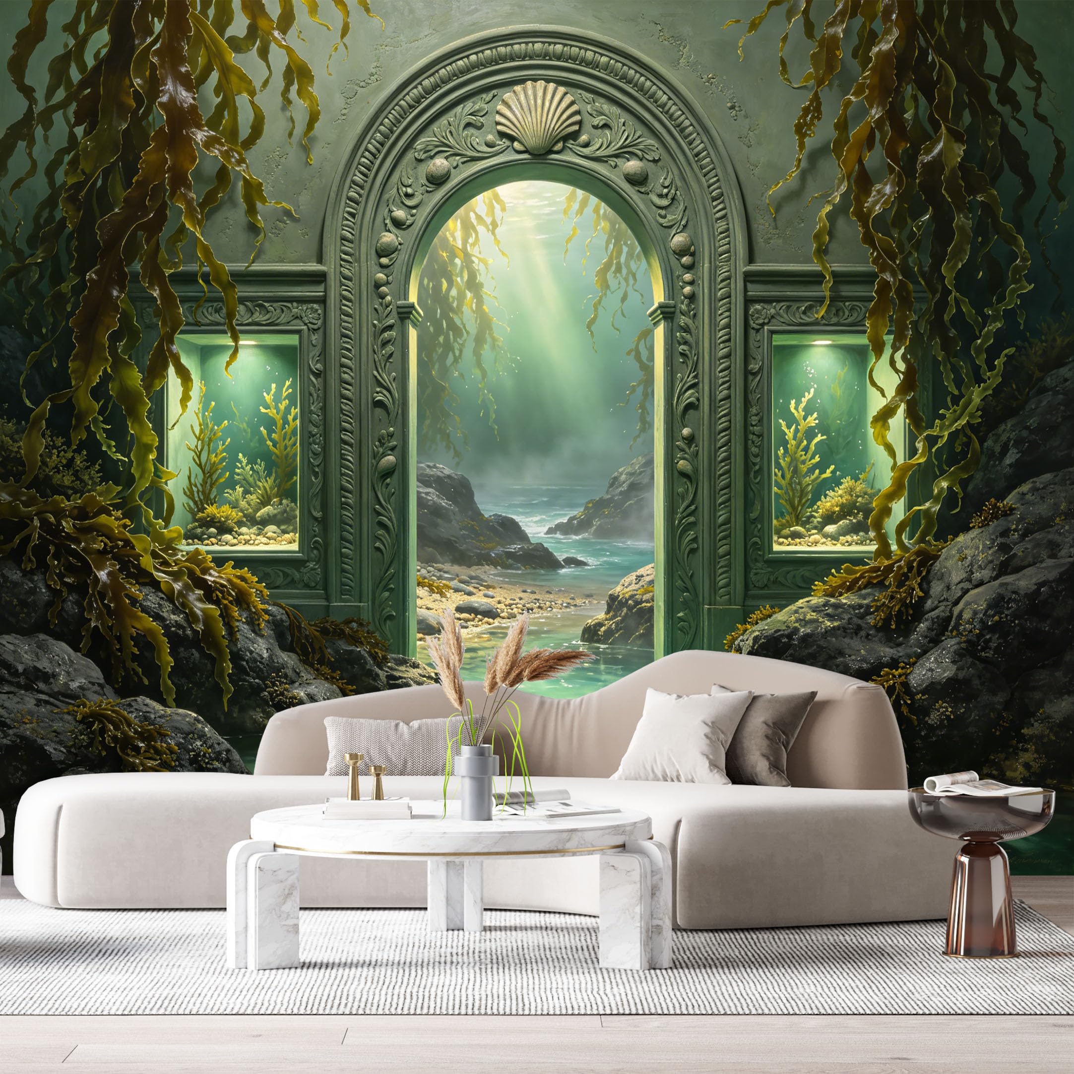 Custom Size Wall Murals Coastal Ocean Wave Sunset Beach 3D Trompe L'Oeil SelfAdhesiveWall Fabric Removable Wallpaper Wall Decor for Living Room Bedroom Bathroom