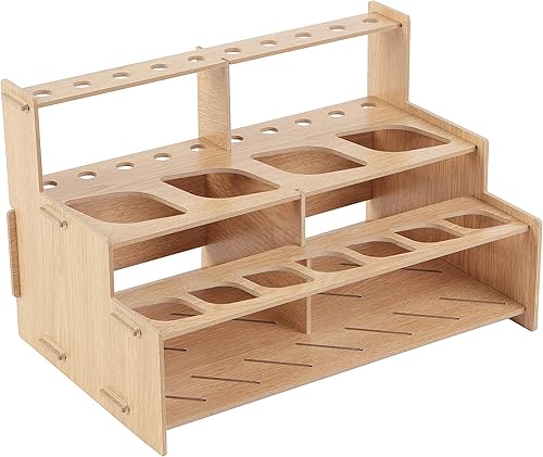 Miniatura 3 de HG Art Concepts Mezzo Artist - Estante para pintura y pinceles, laminado de grano de madera, soporte de escritorio de varias capas, organizador de