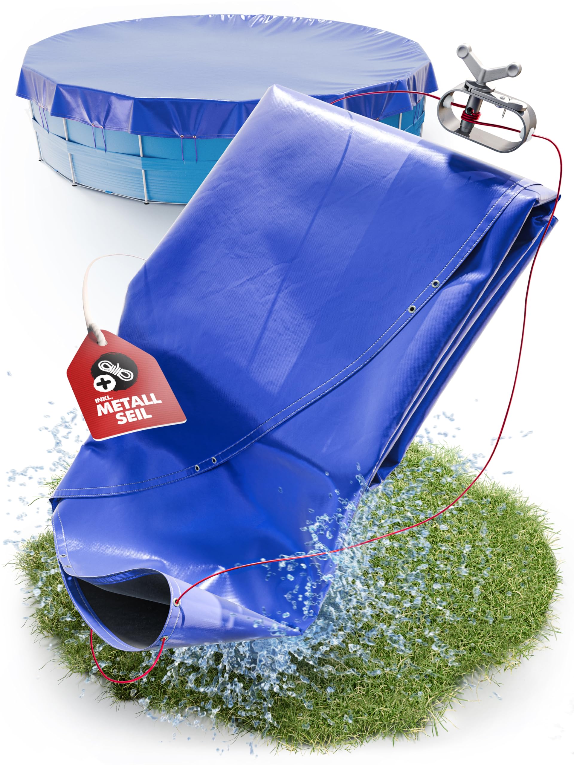 Poolabdeckung rund Ø 366 cm – Winterfeste Abdeckplane aus 200 GSM Material – Passend für Intex & Bestway Pools (Ø 420 cm Planenmaß)