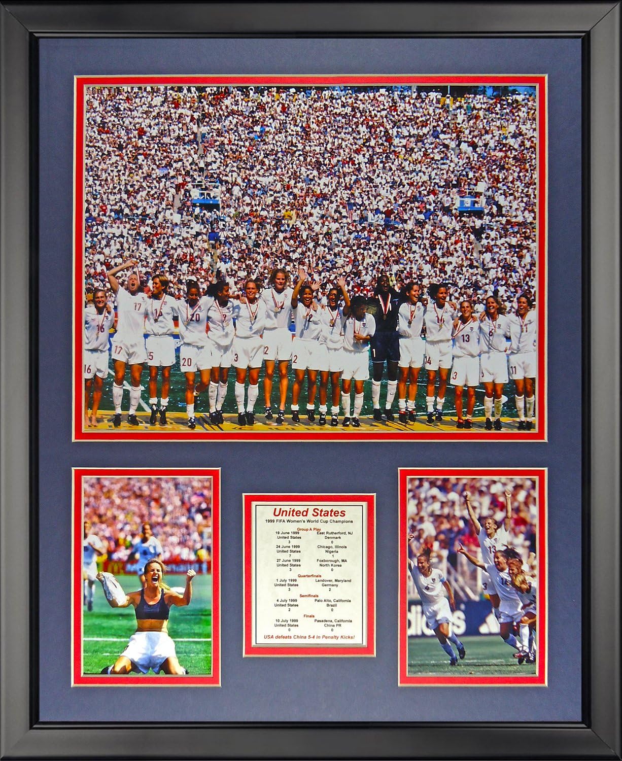 USA USWNT - Women's World Cup 1999 Champions 16" x 20" Framed Photo Collage by Legends Never Die, Inc. - Celebration