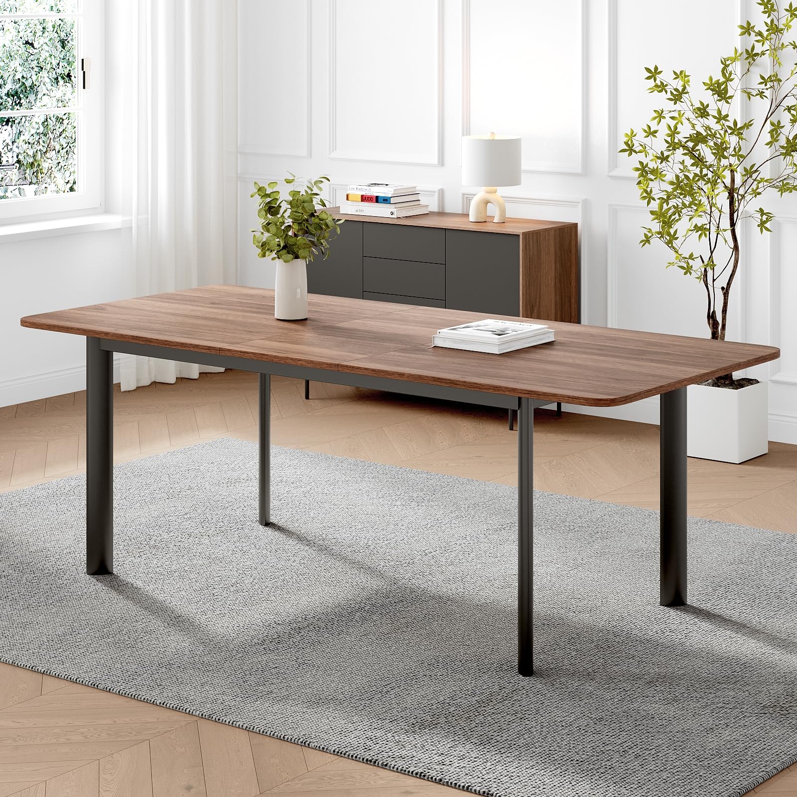 Table à Manger avec 4 à 8 chaises, Table Extensible élégante et Moderne en Panneaux MDF pour Le Salon 160 à 200 cm