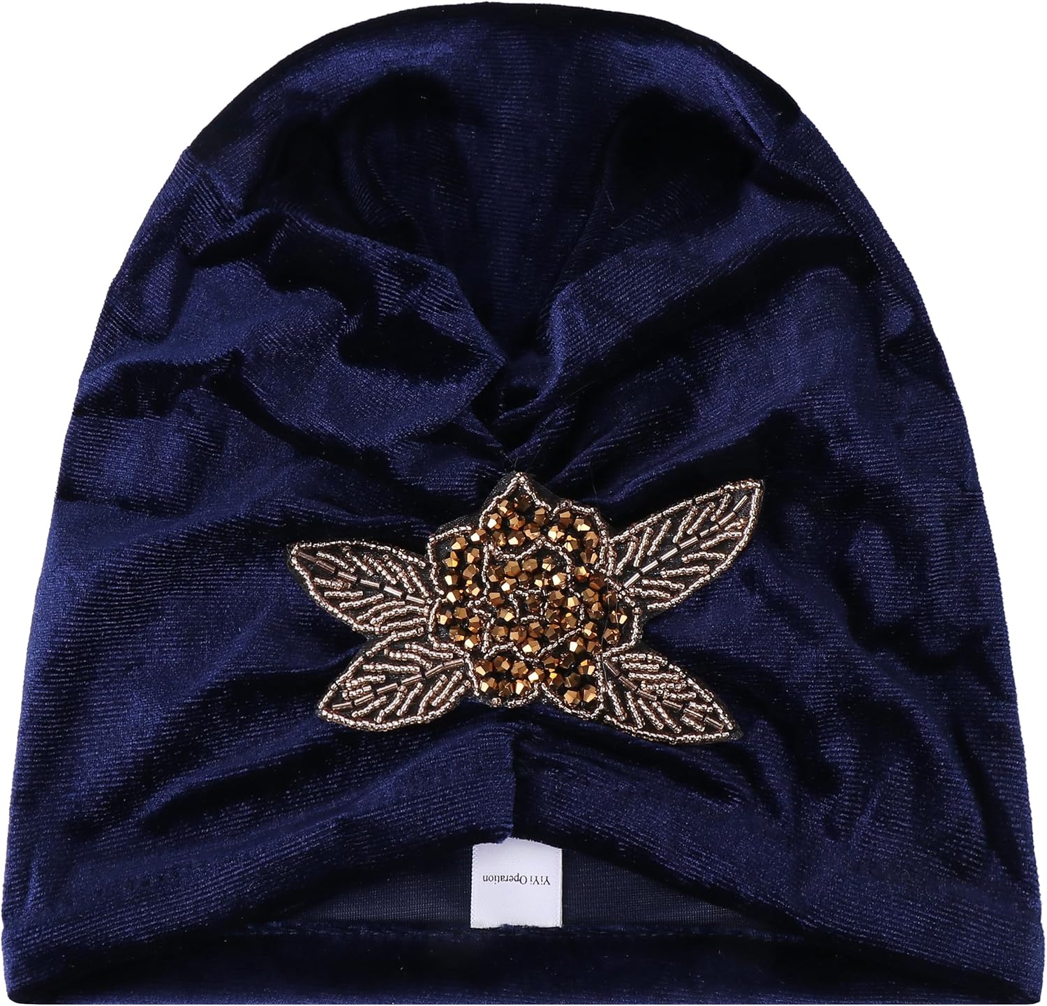 Women's Stretch Velvet Turban Hat Cancer Chemo Beanie Beaded Flower Hair Wrap Cap Headwear - Image 4