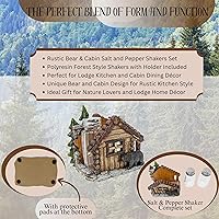 Vista 2 de BestGiftEver Juego de saleros y pimenteros con soporte, diseño de oso y cabaña para cocina estilo cabaña, decoración rústica de poliresina