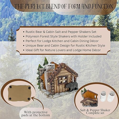 Miniatura 2 de Juego de salero y pimentero con soporte para cabaña estilo cabaña para decoración de comedor