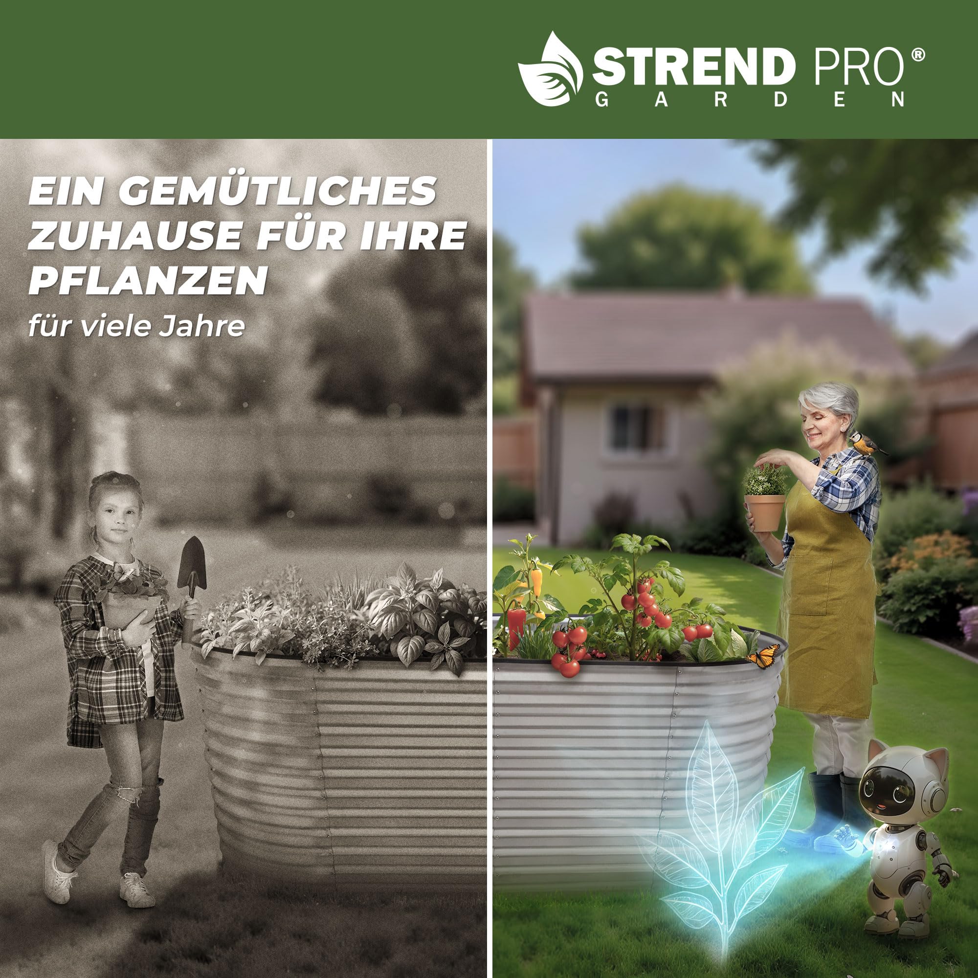 STREND PRO Hochbeet Metall 200x100x80cm (LxBxH) | Metall Hochbeete-kit für Garten Blech | Garten Beet aus verzinktem Stahl für Gemüse, Kräuter & Tomatenpflanzen | Stahl Pflanzkasten, Kräuterbeet