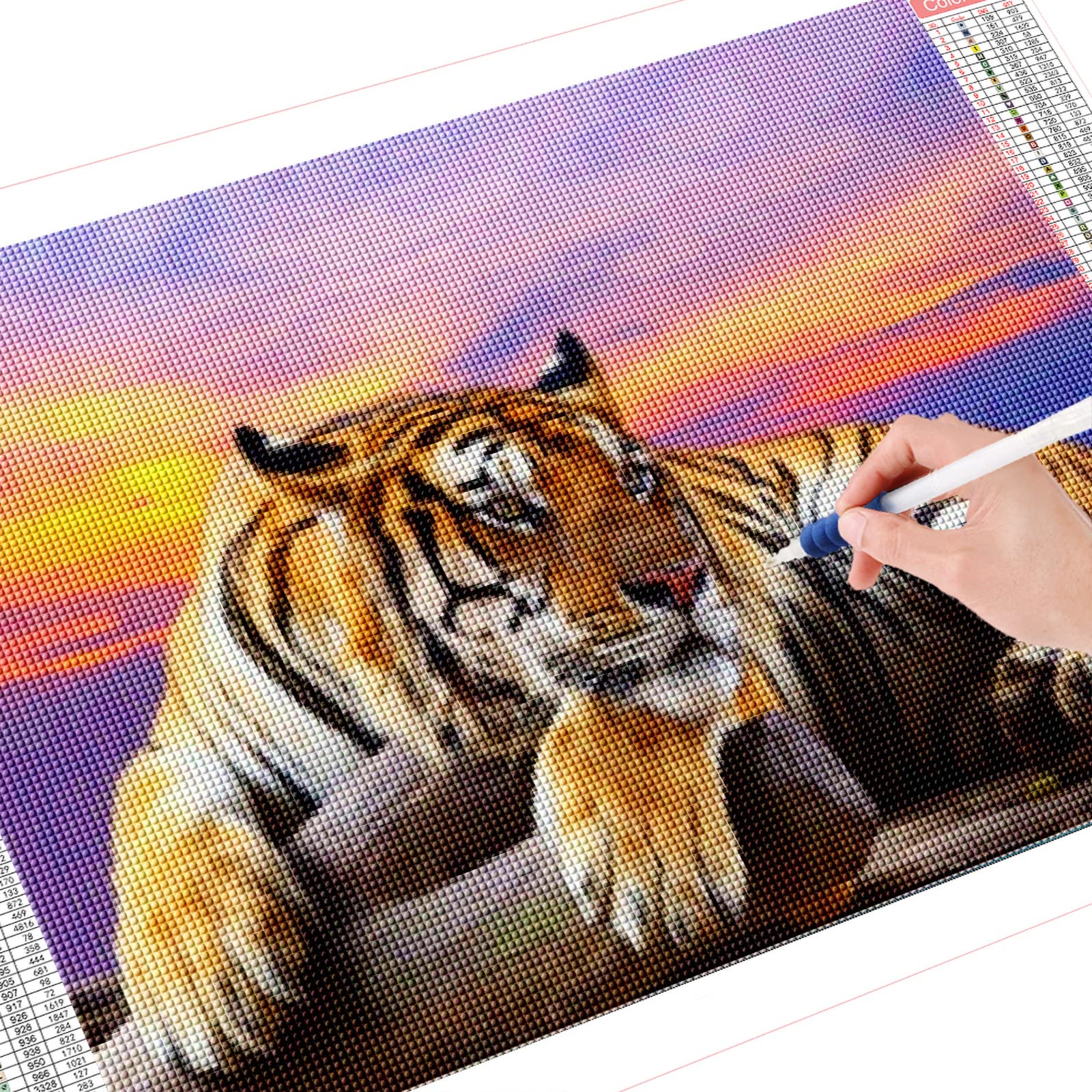 Trayosin Diamond Painting Tiere 5D Diamant Painting Bilder Erwachsene Groß xxl Diamant Malerei Tiger Kits mit Diamond Painting Zubehör Als Geschsenk Und Wanddekoration Zu Hause (150x60cm)