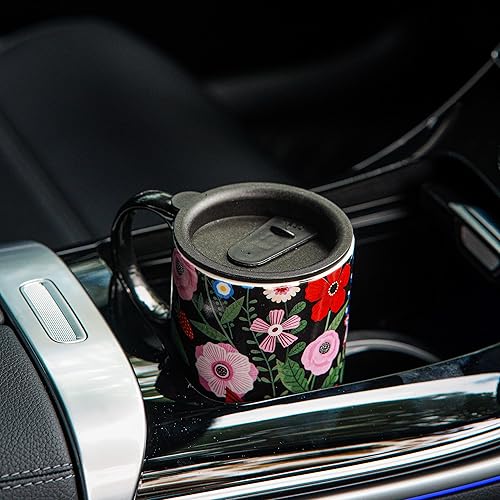 Miniatura 4 de DUSVALLY Taza de café alta de cerámica, juego de tazas de café para amigos, taza de viaje con tapa para oficina y hogar, regalos únicos para mujeres