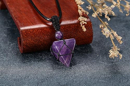 Miniatura 2 de Jovivi Collar de cristal curativo, collar con dije de piedra preciosa de cuarzo natural transparente con cuerda ajustable, joyería de cuarzo reiki