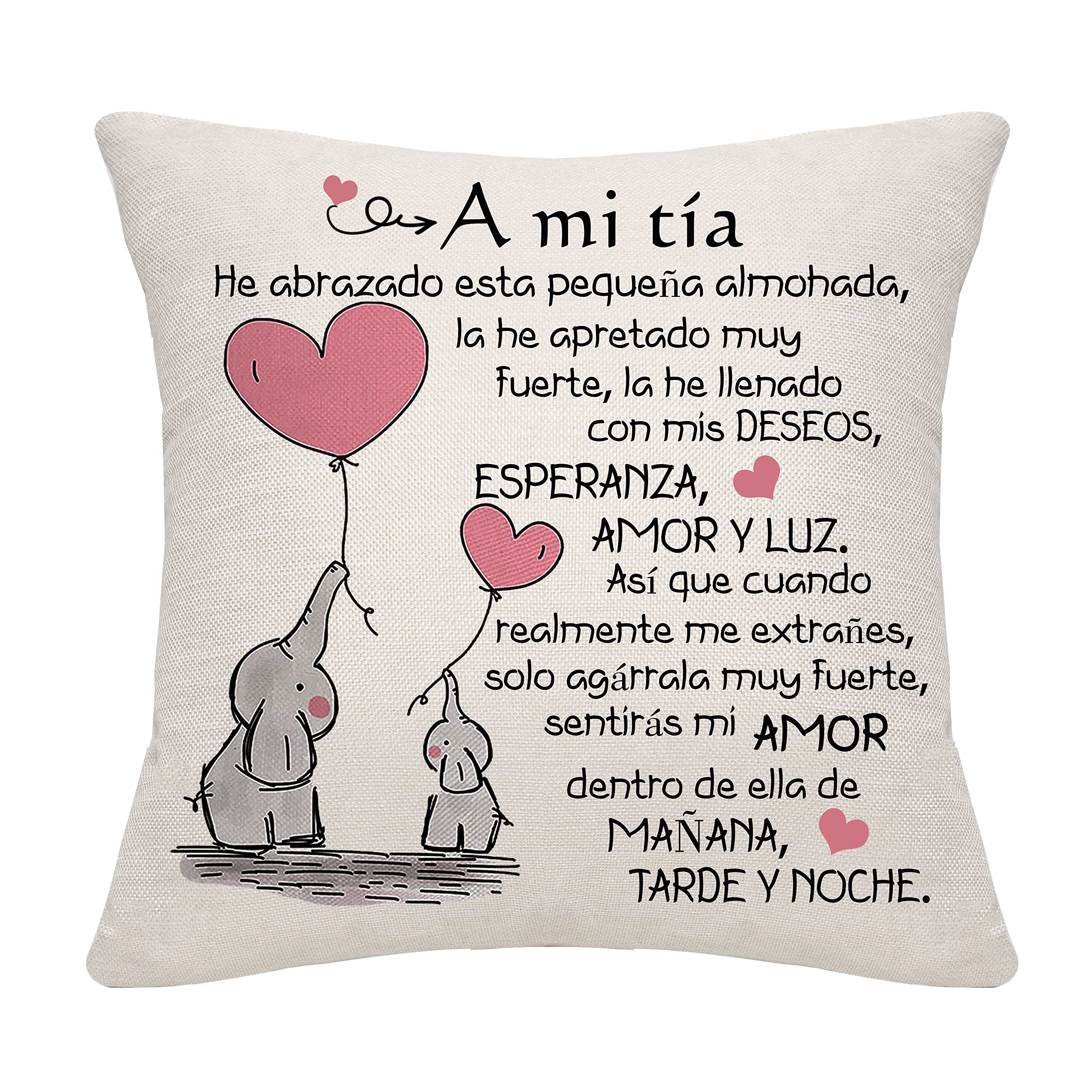 Bommex Tía Regalo de Sobrina Sobrino Funda de Cojín para Tía Regalo de Cumpleaños Regalo de Despedida Regalo del Día de la Madre (tía)