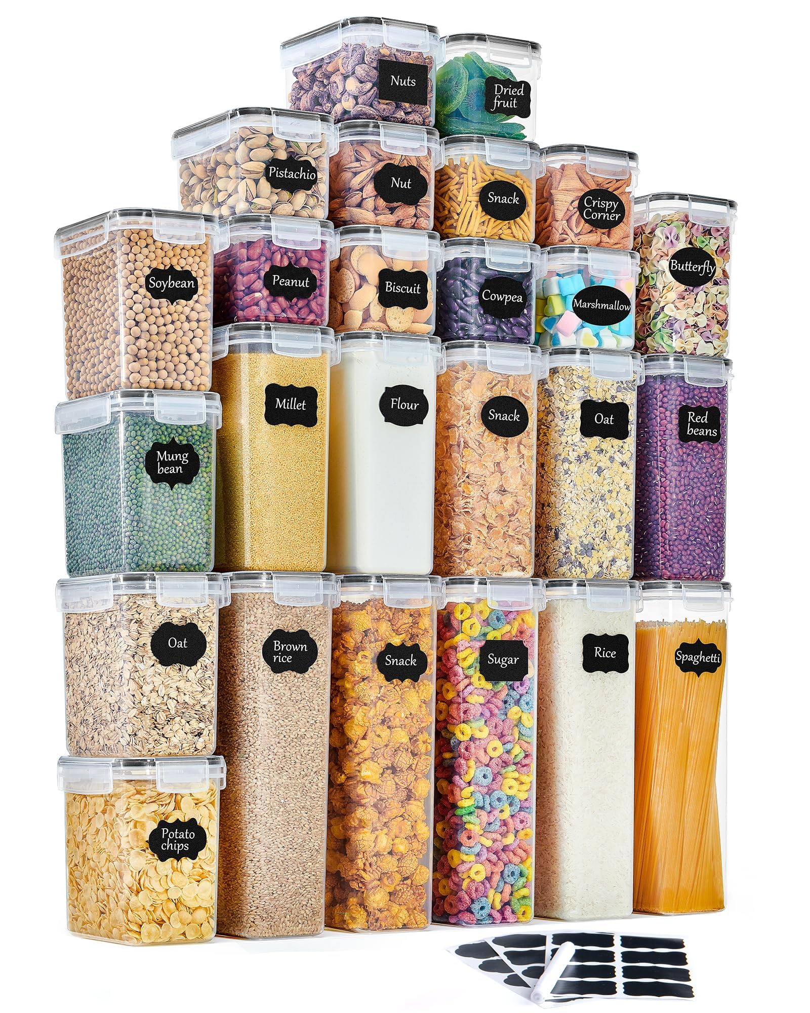 GoMaihe Vorratsdosen 25 Set Aufbewahrungsbox Küche Organizer, Luftdicht Vorratsbehälter Plastik mit Deckel, Vorratsdose für Müsli Mehl Kaffeebohnen Cornflakes Spaghetti Aufbewahrung