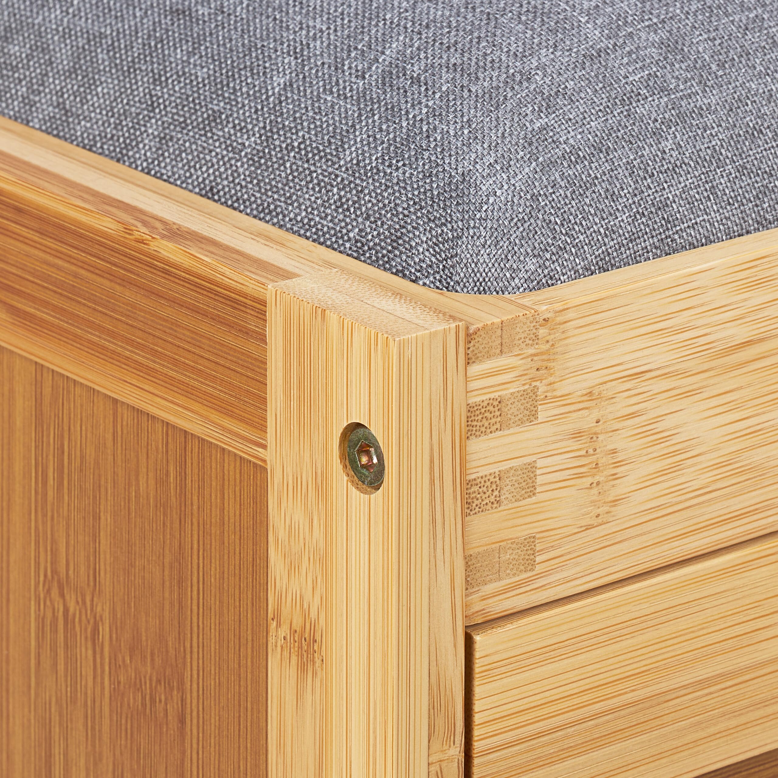 Relaxdays Panca con Scarpiera da Ingresso o Camera da Letto, bambù, 2 Scomparti, HLP 49x80x30 cm, Naturale Grigio