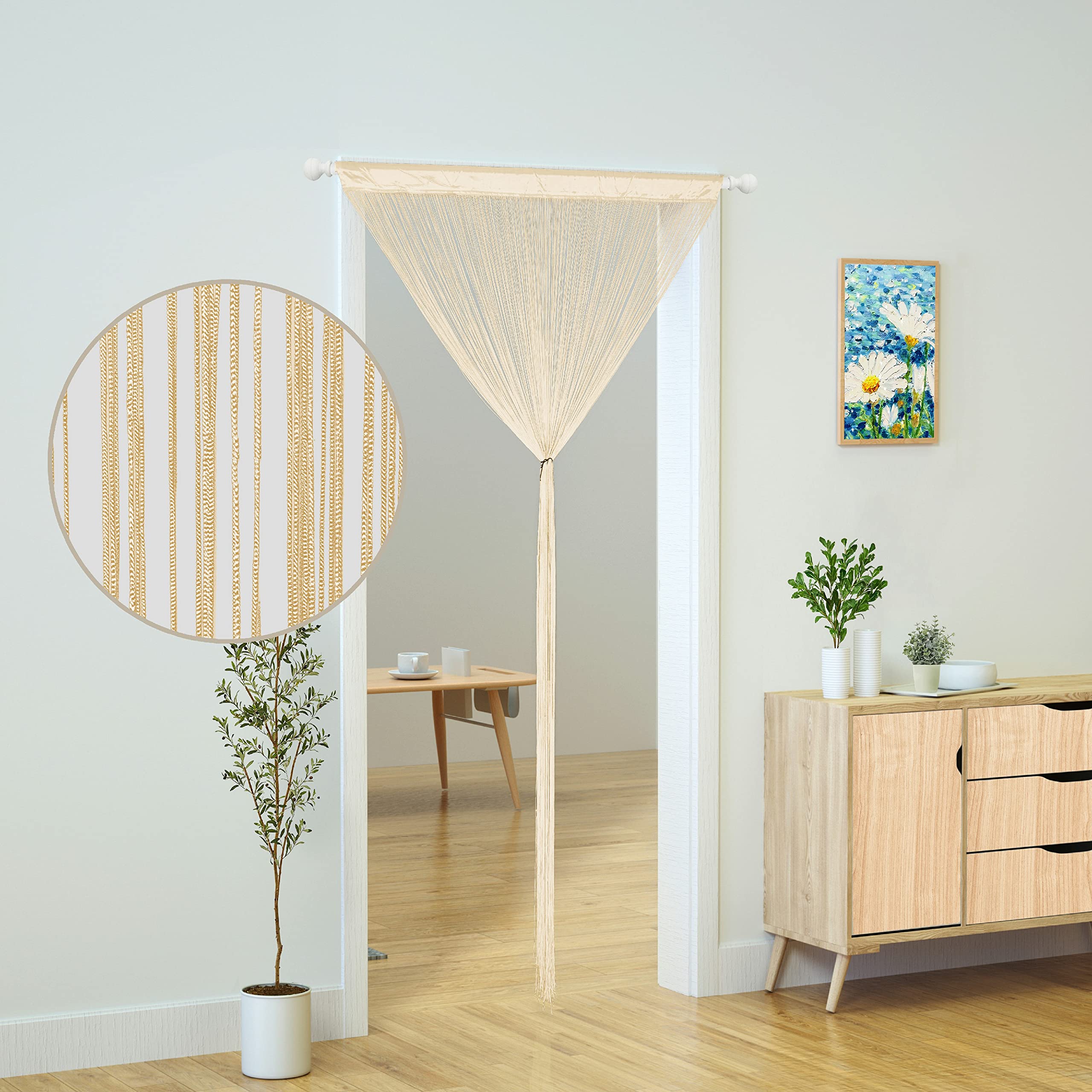 Rideau De Porte à Franges Spaghetti - Séparateur De Pièce Moustiquaire - 100 X 200 Cm Blanc - Pour Salon, Chambre, Cuisine - Hsylym