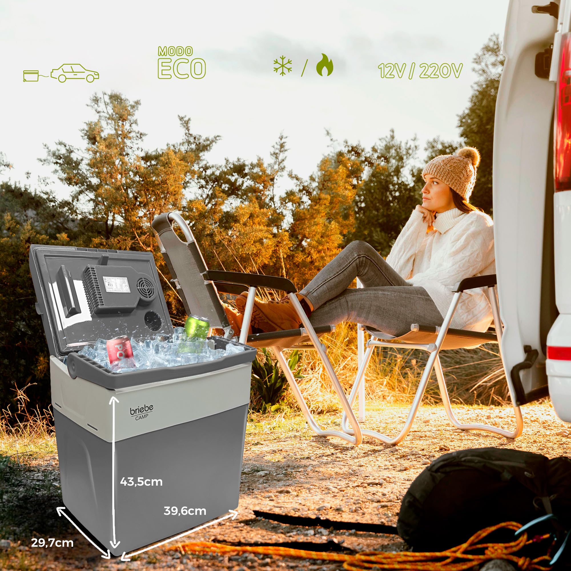 Briebe CF1151 Tragbare Elektrische Kühlbox, 21 Liter, 12V für Auto und Briebe CF1151 Tragbare Elektrische Kühlbox, 21 Liter, 12V für Auto und