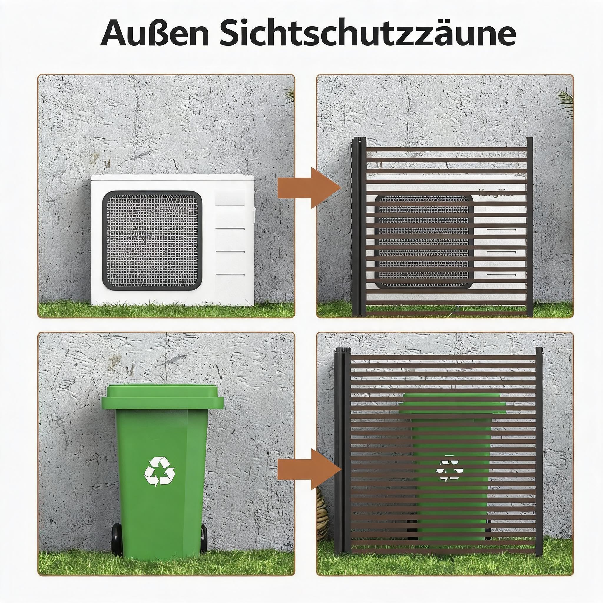 Zstar Metall Gartenzaun Set 3-teilig Rostfrei Dekorativ