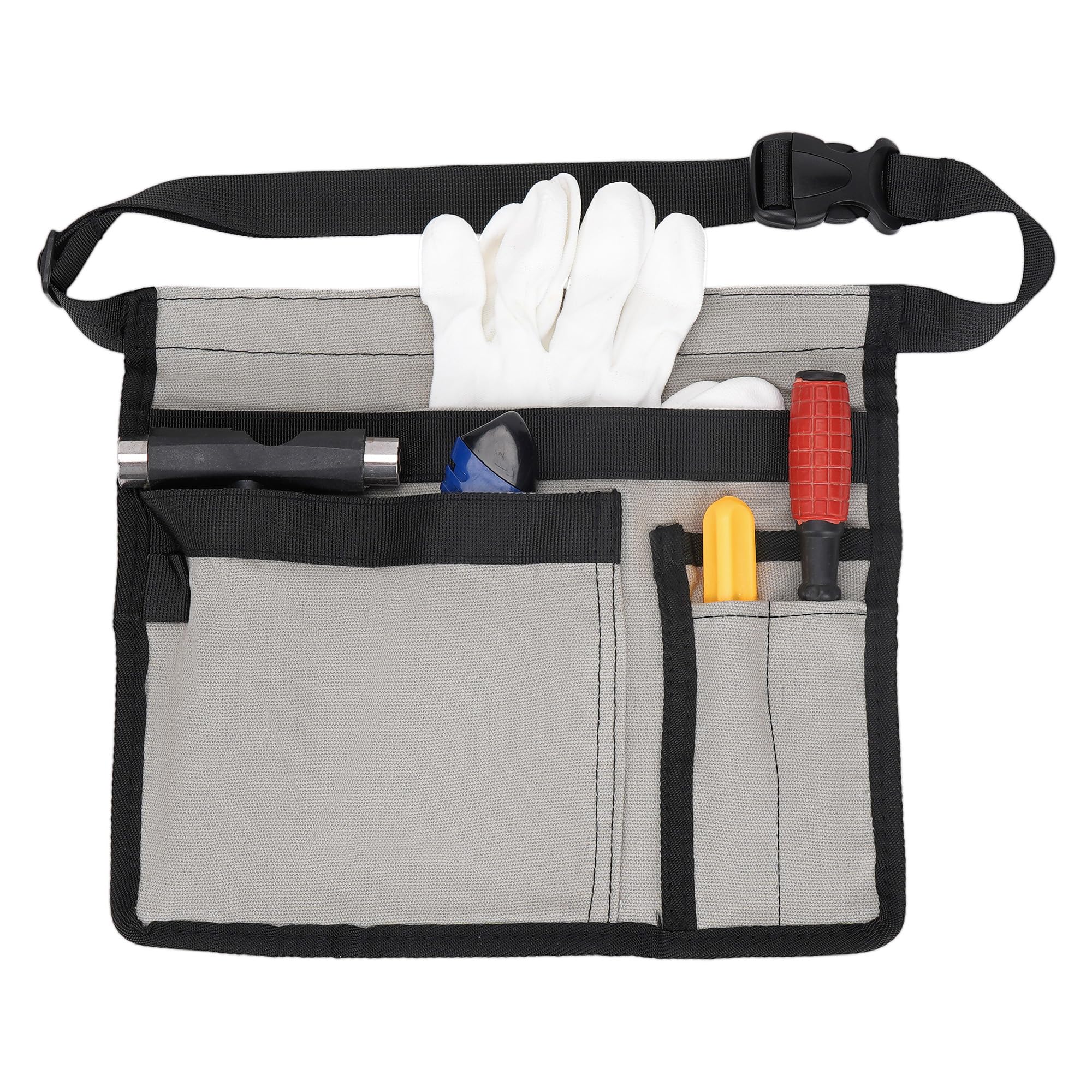 JANKOW Tool Pouch Belt, Utility Belt Bag with 5 Pockets, Tool Apron Pouch, Garden Tool Belt for Men and Women, for Carpenter, Electrician, and