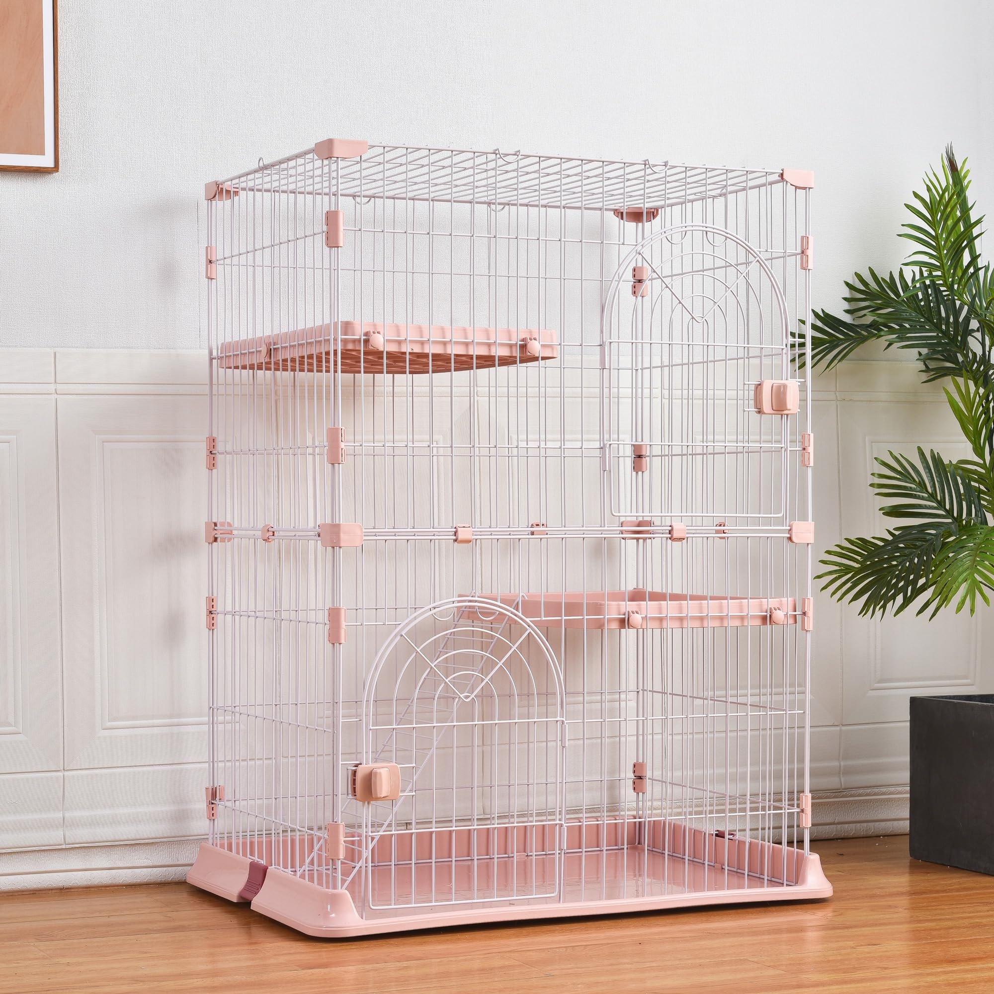 Amazon.co.jp: Donext 猫ゲージ キャットハウス ペットケージ 2段 76