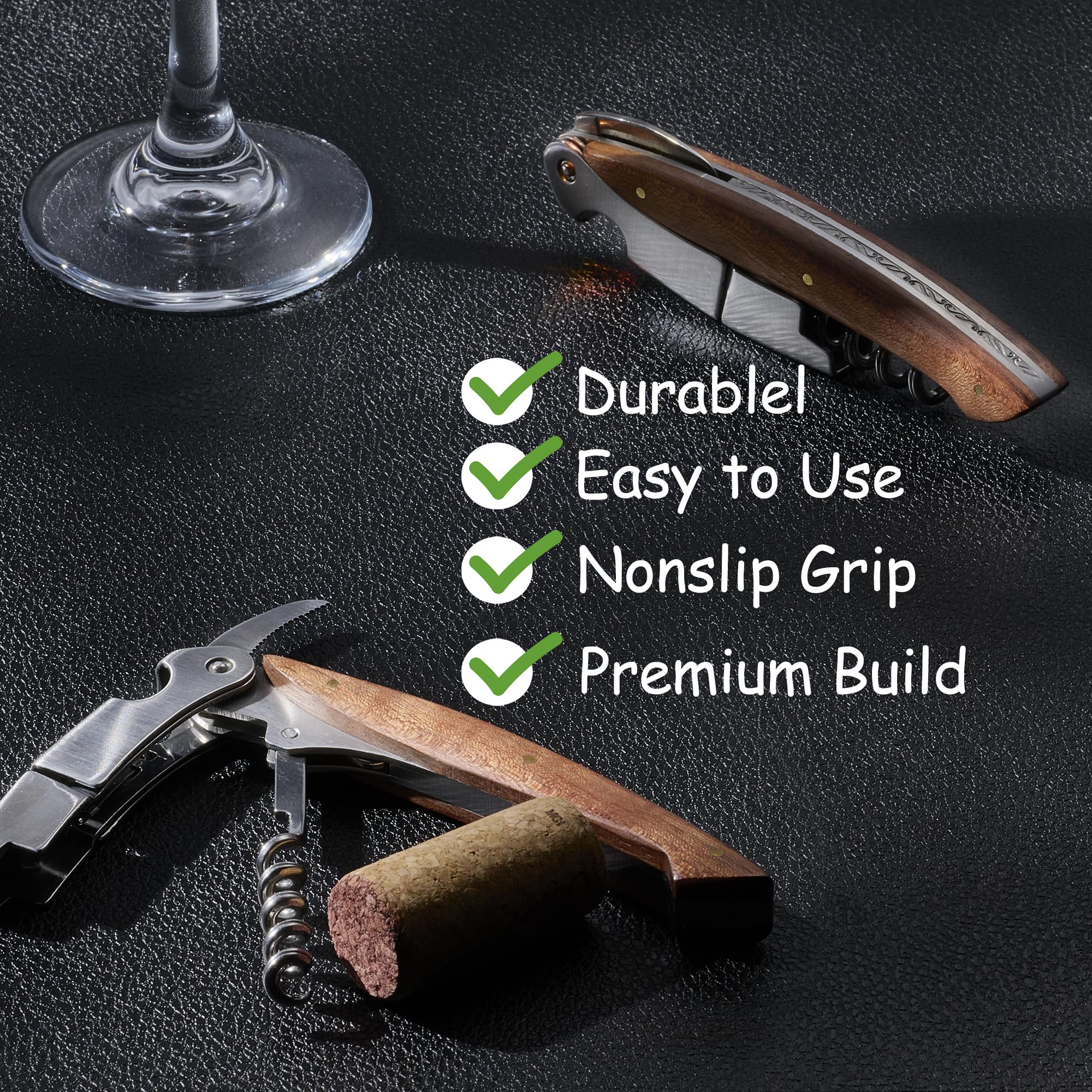 Fanery Sue Cavatappi da Sommelier Inciso e Personalizzato - Apri bottiglie da vino Professionale 3 in 1 in Acciaio Inox con Tagliafogli e Apri
