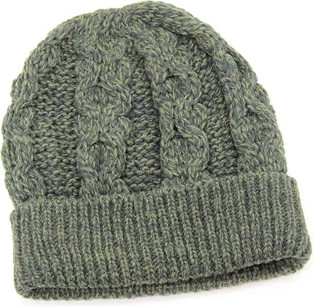 Aran Crafts One Size Irish Cable Knitted Honeycomb Hat 100% Merino Wool
