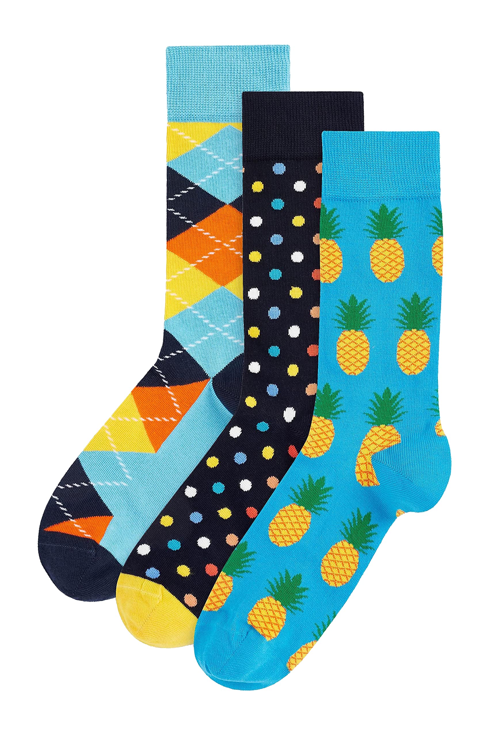 Happy SocksMen's Pineapple 5-Pack Socks, 4-11 (Size:41-46)