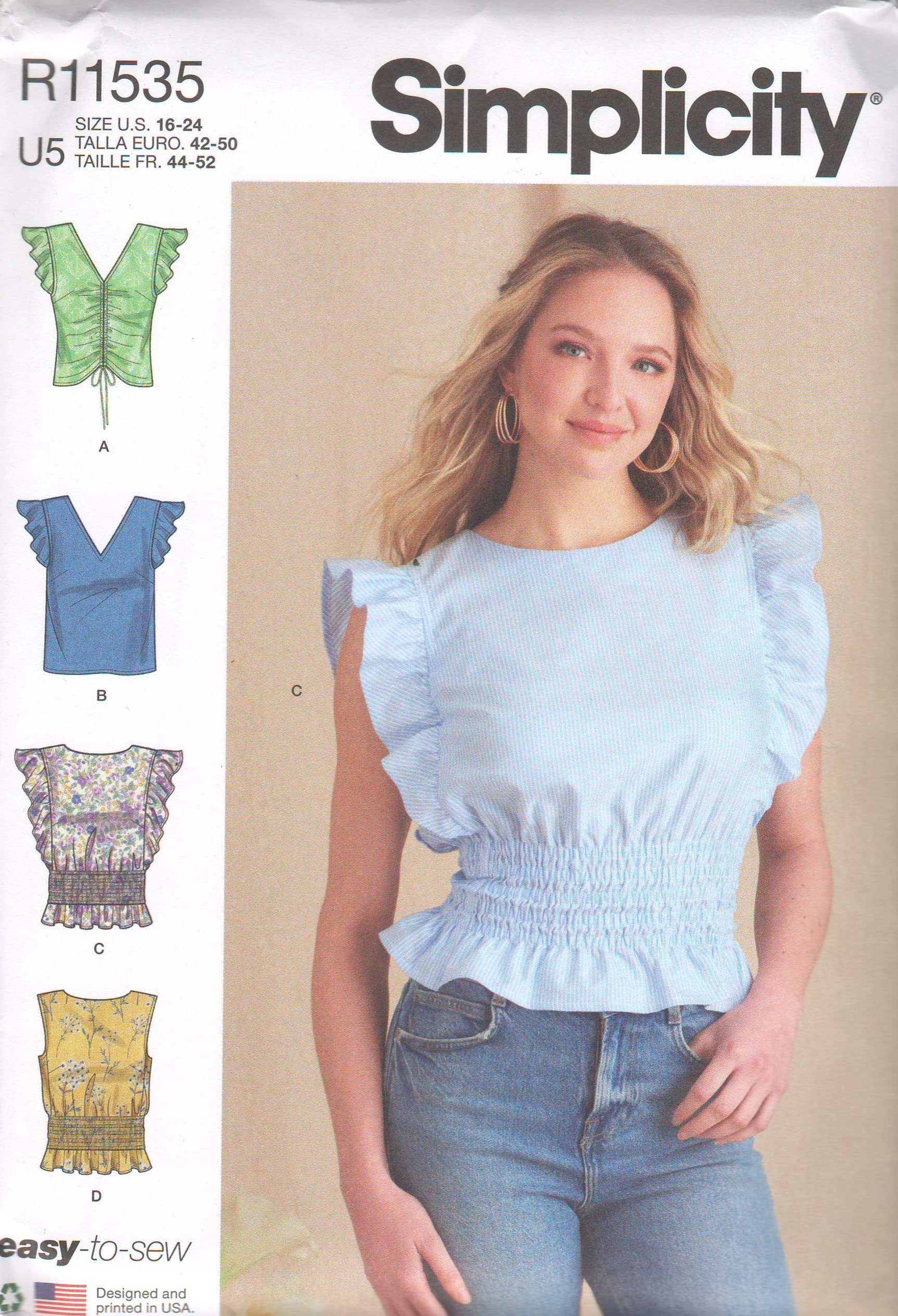 Patron de couture R11535 hauts Simplicity ajustement parfait pour taille 16-24