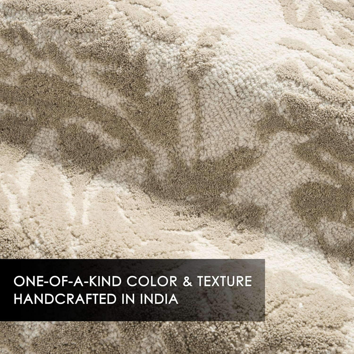 Nicole Miller New York Mod Damask Chambray Handcrafted Area Rug, 100% Wool Rug, Taupe, 5'x7’