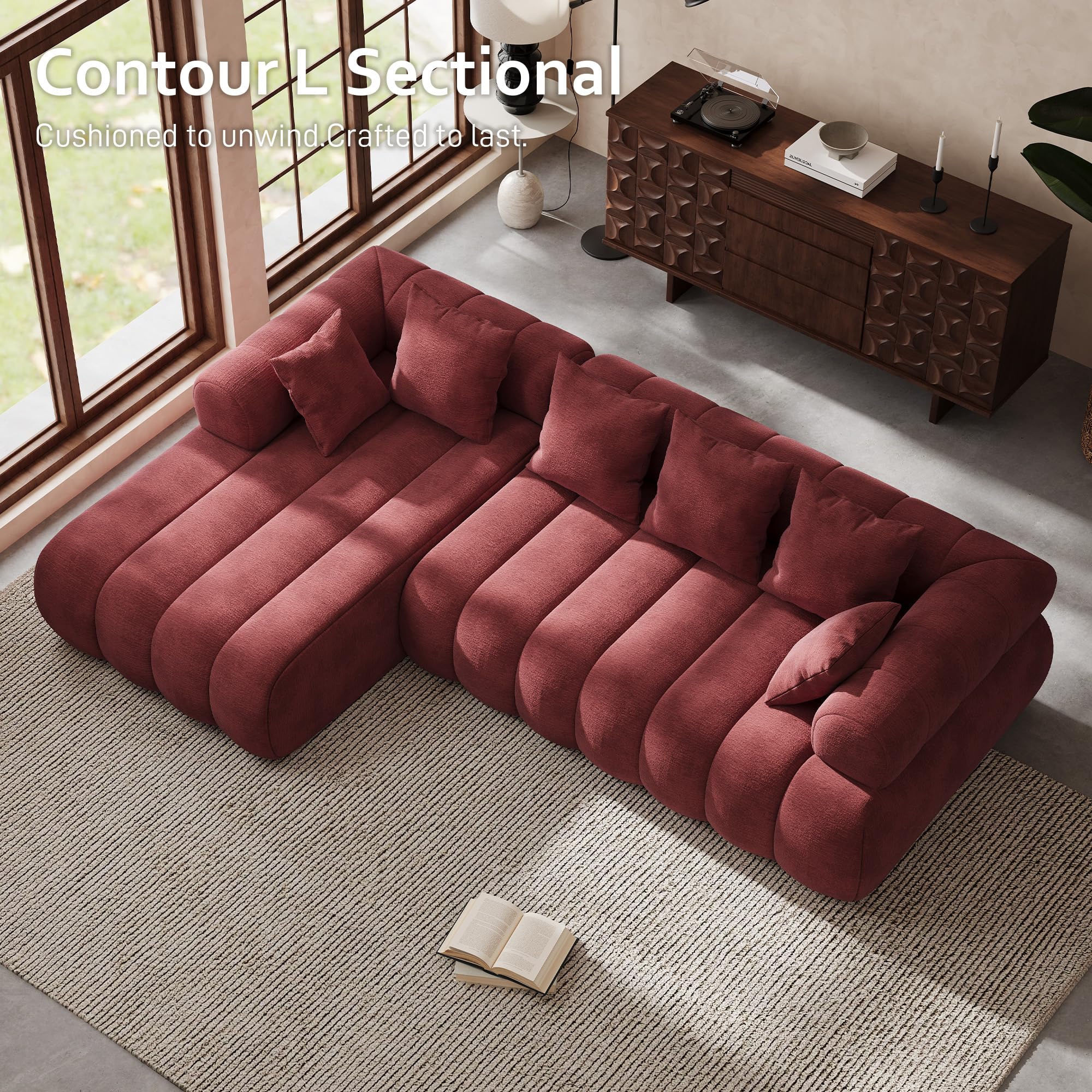 Best Red Couch Picks for 2026: Bold Living Rooms 1 Wrofly 111' Modern Boneless Couch, Chenille Modular Cloud Couch for Living Room, — product photo
