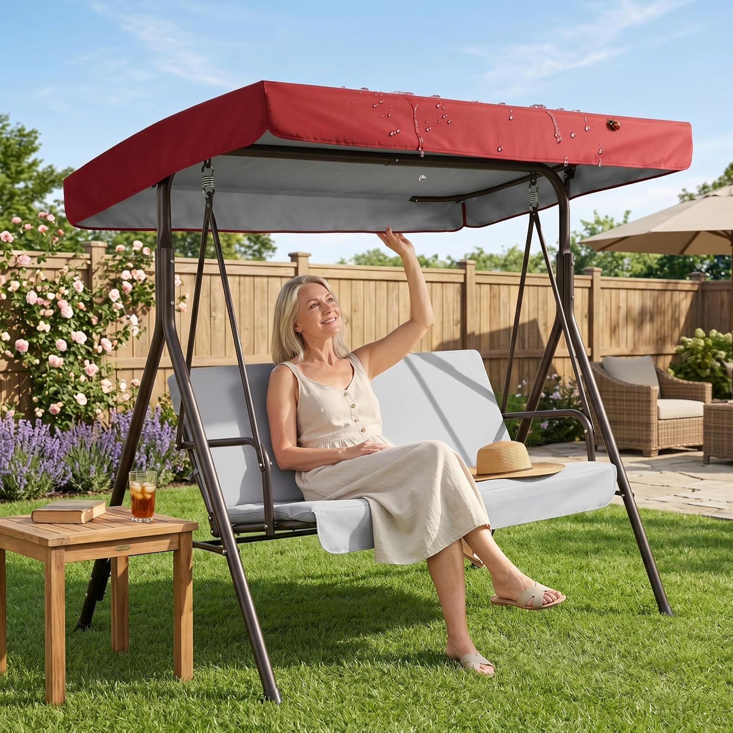 Patio Swing Canopy Replacement, Water-Resistant Swing Canopy Replacement Cover Sun-Dust Shield for Outdoor Patio Porch (84x48 Inch) image 3