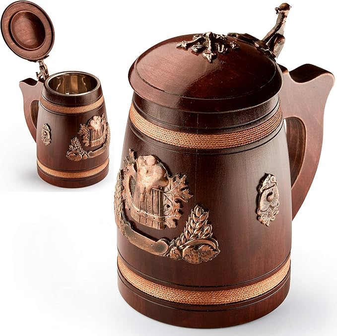 Oak Wood Beer Tankard Wth Ld Wooden Pnt Beer Sten Must | Etsy