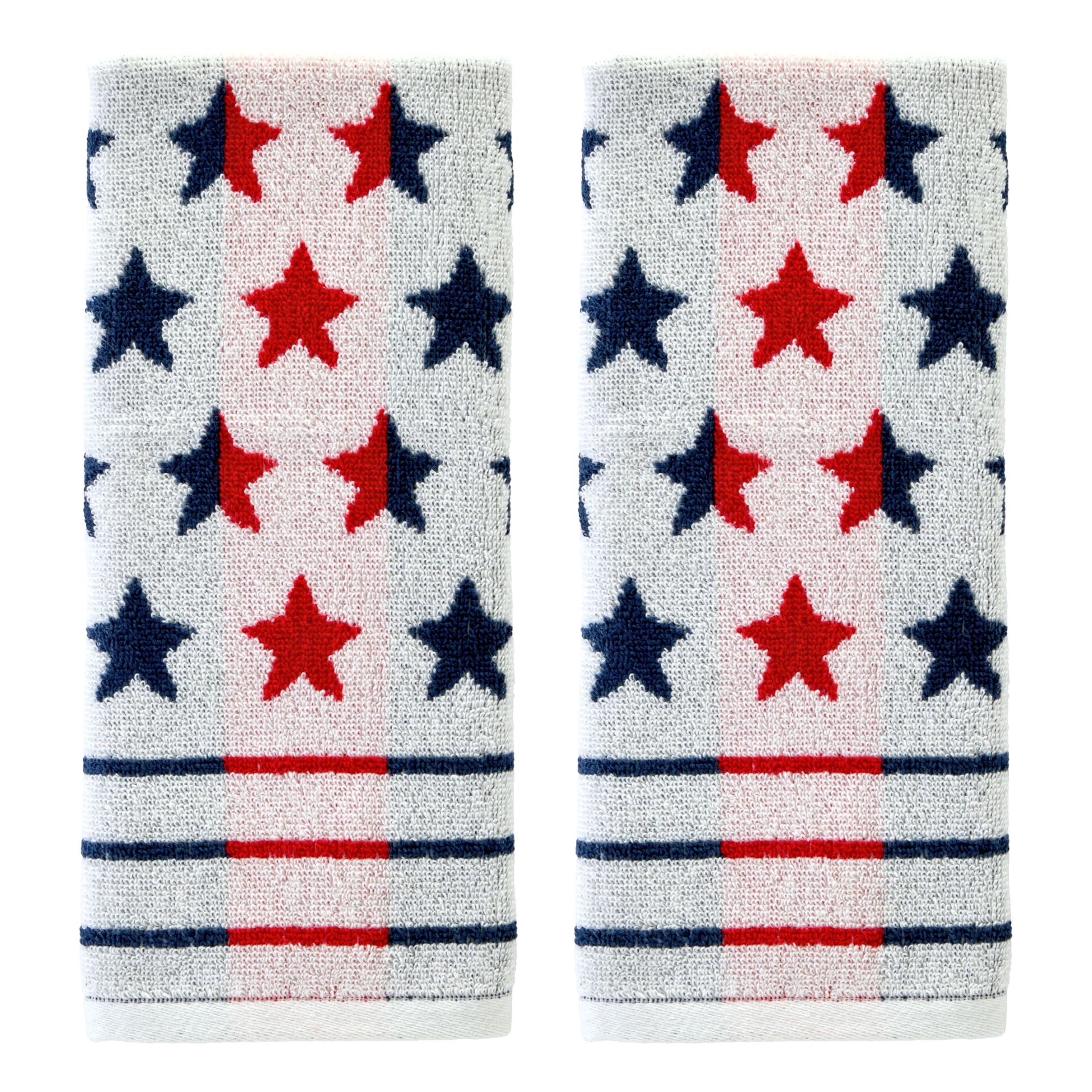 Skl Home Red White & Stars Patriotic 4Th Of July Red White And Stars Hand Towel Set, 2 Count