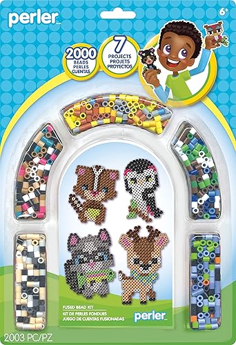 Perler Juego de cuentas de fusibles de animales del bosque, 2000 piezas, 7 proyectos