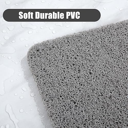 Miniatura 6 de HOMBYS Tapete de ducha extragrande de 47 x 32 pulgadas para ducha, tapete de baño antideslizante, accesorios de baño, tapetes de PVC para ducha y
