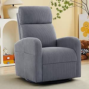 Upholstered Glider With Lumbar Pillow (Light Grey) Rocking Chair