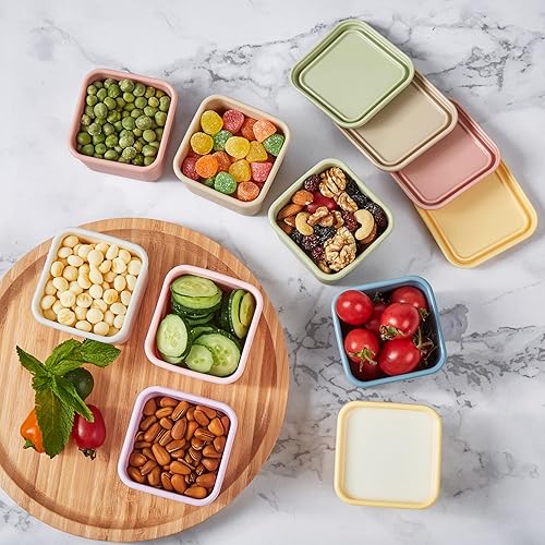 Miniatura 5 de ISSEVE Paquete de 8 recipientes de silicona de 6 onzas para niños, recipientes pequeños reutilizables con tapas, recipientes de almacenamiento de