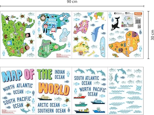 Miniatura 8 de Pegatinas de pared de mapa del mundo, autoadhesivas, autoadhesivas, calcomanías de vinilo para bricolaje, guardería, habitación de niños, decoración