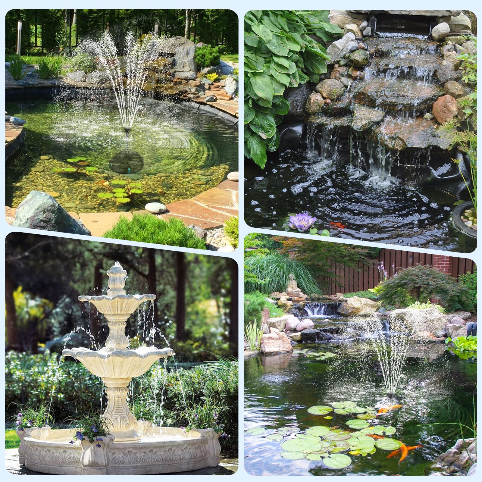 POPOSOAP Teichfilter mit integriertem UV-Klärer und Springbrunnen-Set | 2500 l/h 40W Teichfilter Komplettset mit Pumpe zur Wasserklärung, Gartenteich, Aquarium, Wasserspiele