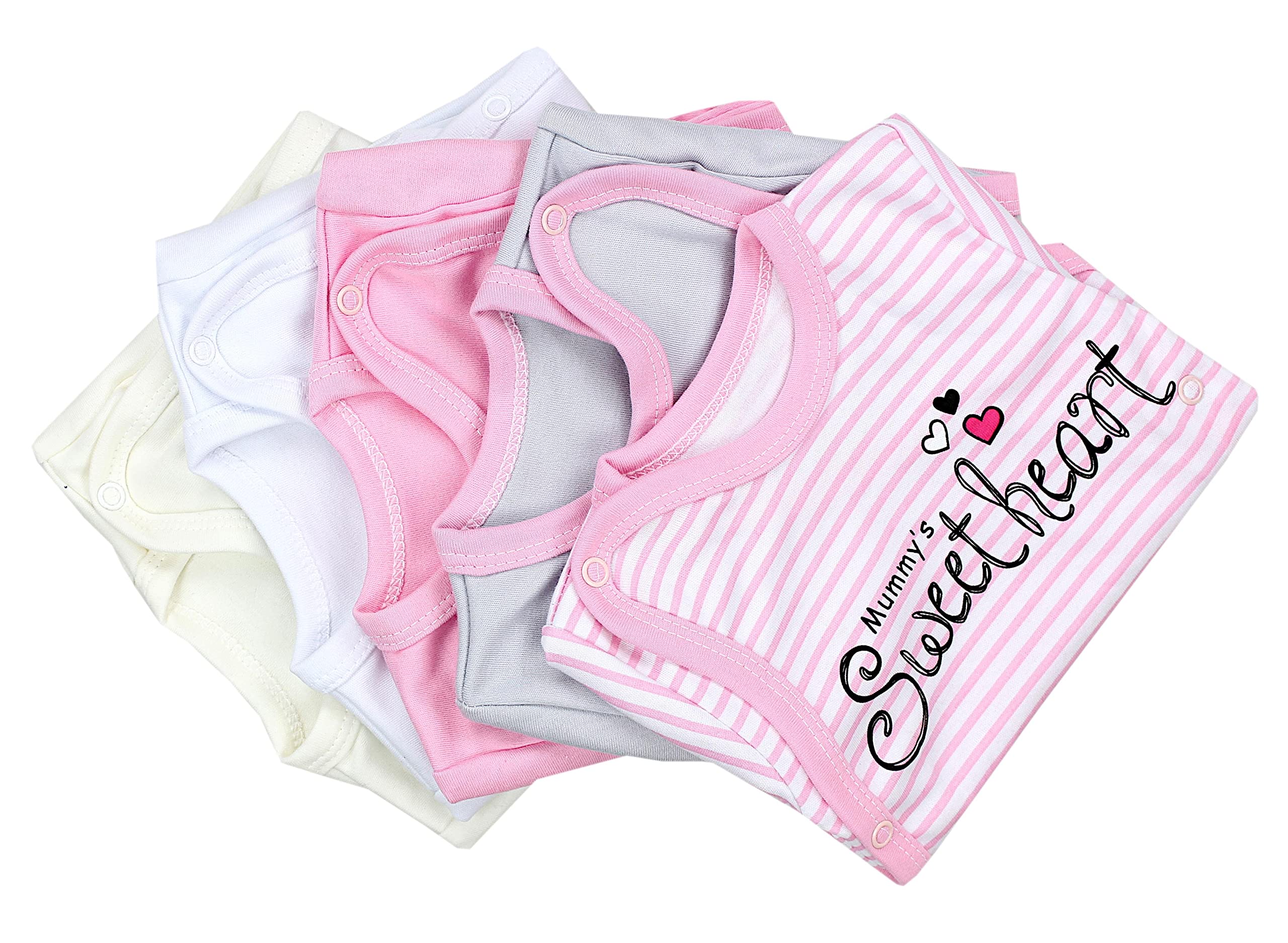 TupTam Baby Body Mädchen 5er Set Kurzarm Wickelbody aus Baumwolle mit Print