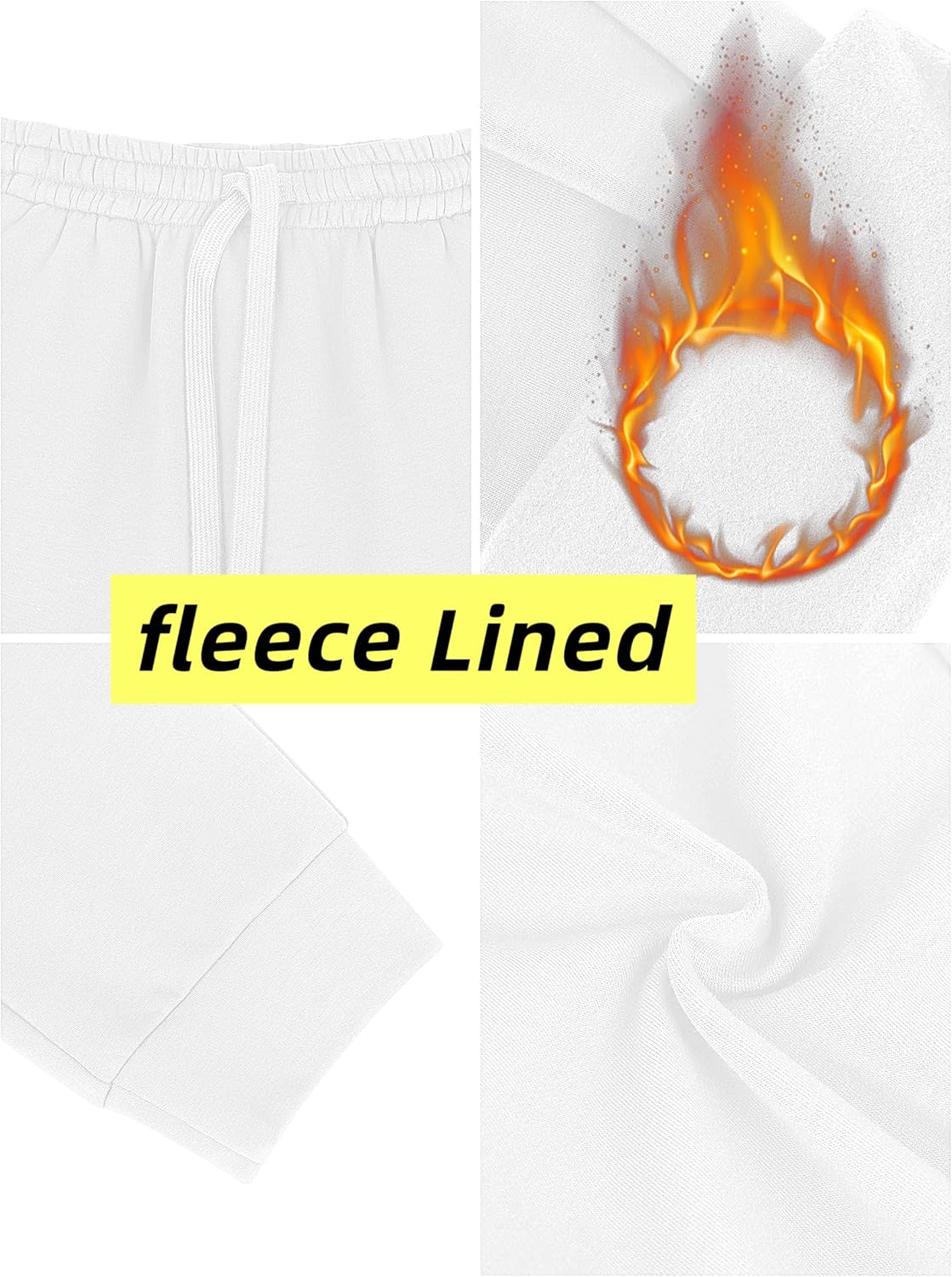 Missufe Women's High Waisted Fleece Baggy Sweatpants Workout Lounge Jogging Athletic Cinch Bottom Trousers with Pockets - Image 6