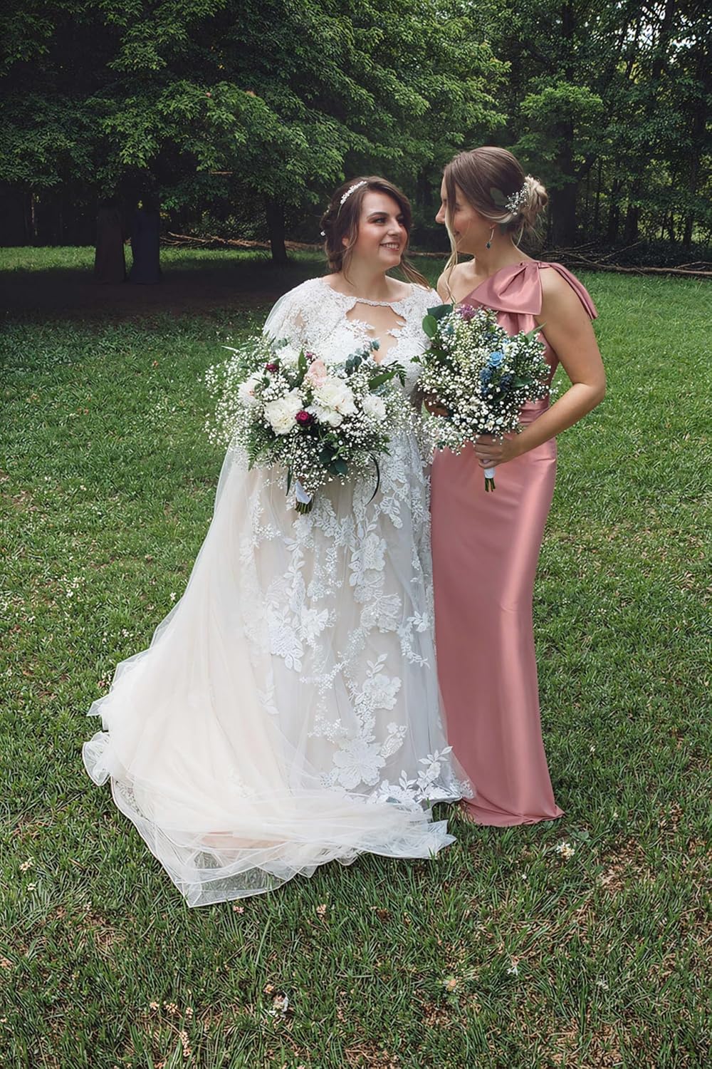 Fashionbride One Shoulder Satin Bridesmaid Dresses with Bow Mermaid Prom Dress Long Split Formal Evening Dress AP08