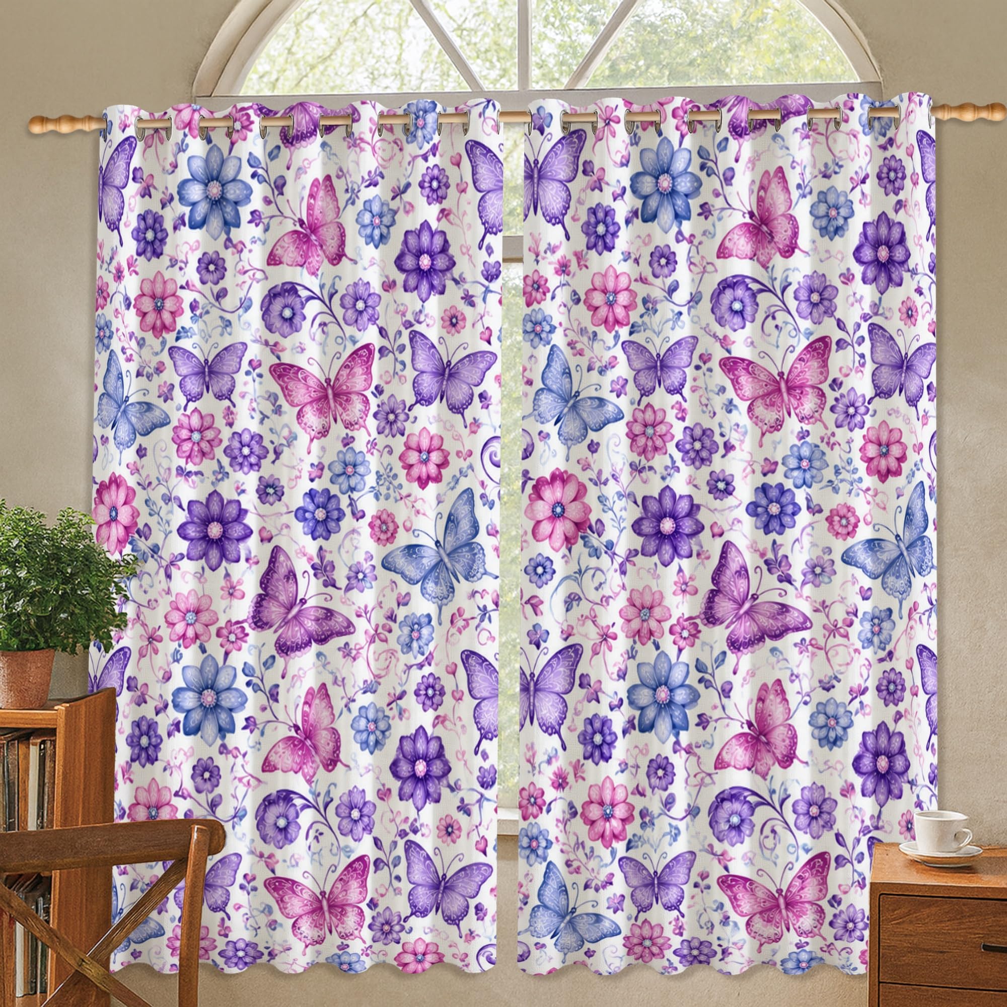 Rideaux occultants 132x137cm pour instaurer une ambiance cocooning et fleurie en chambre
