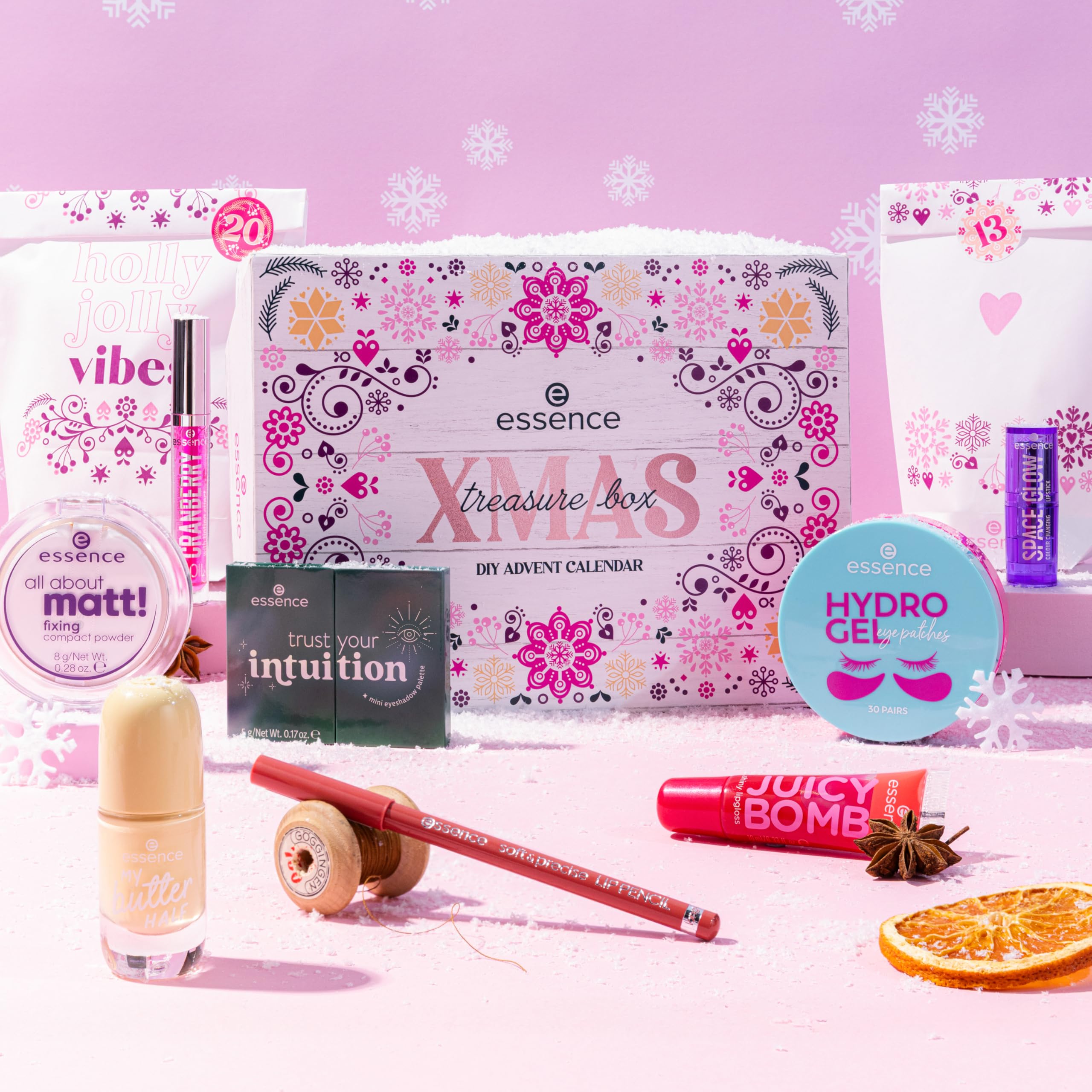 Essence Cosmetics Xmas Treasure Box – Calendrier de l’Avent Diy, sans Parabènes, Contient de l’Urée, Pack de 1 (1 Pièce)