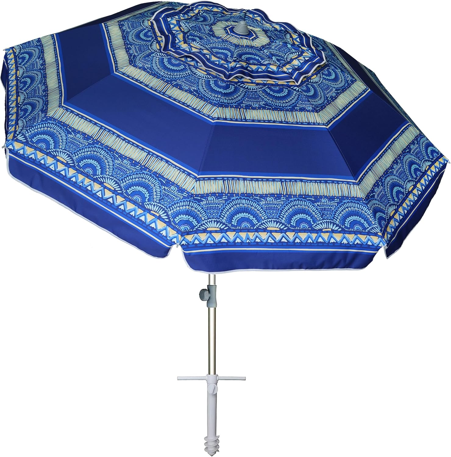 AMMSUN 7ft Heavy Duty High Wind Beach Umbrella with Sand Anchor & Tilt Sun Shelter, UV 50+ Protection Outdoor Sunshade Umbrellas and Parasols Carry Bag for Patio Garden Beach Pool Backyard