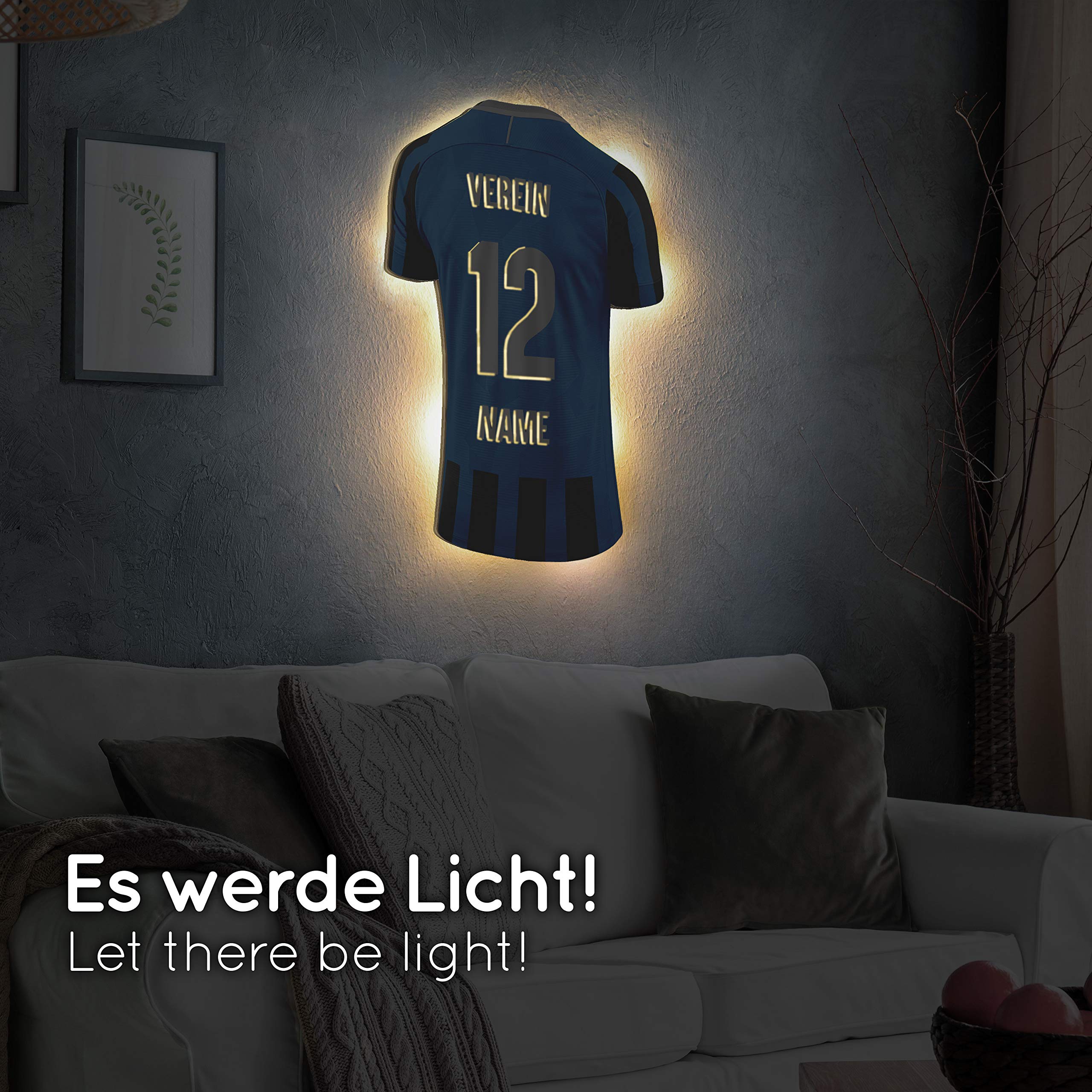 Elbeffekt Trikotlampe für Mailänder Fans aus Holz - personalisierbares Geschenk - schenke dein individuellen Mailand Fanartikel aus Echtholz
