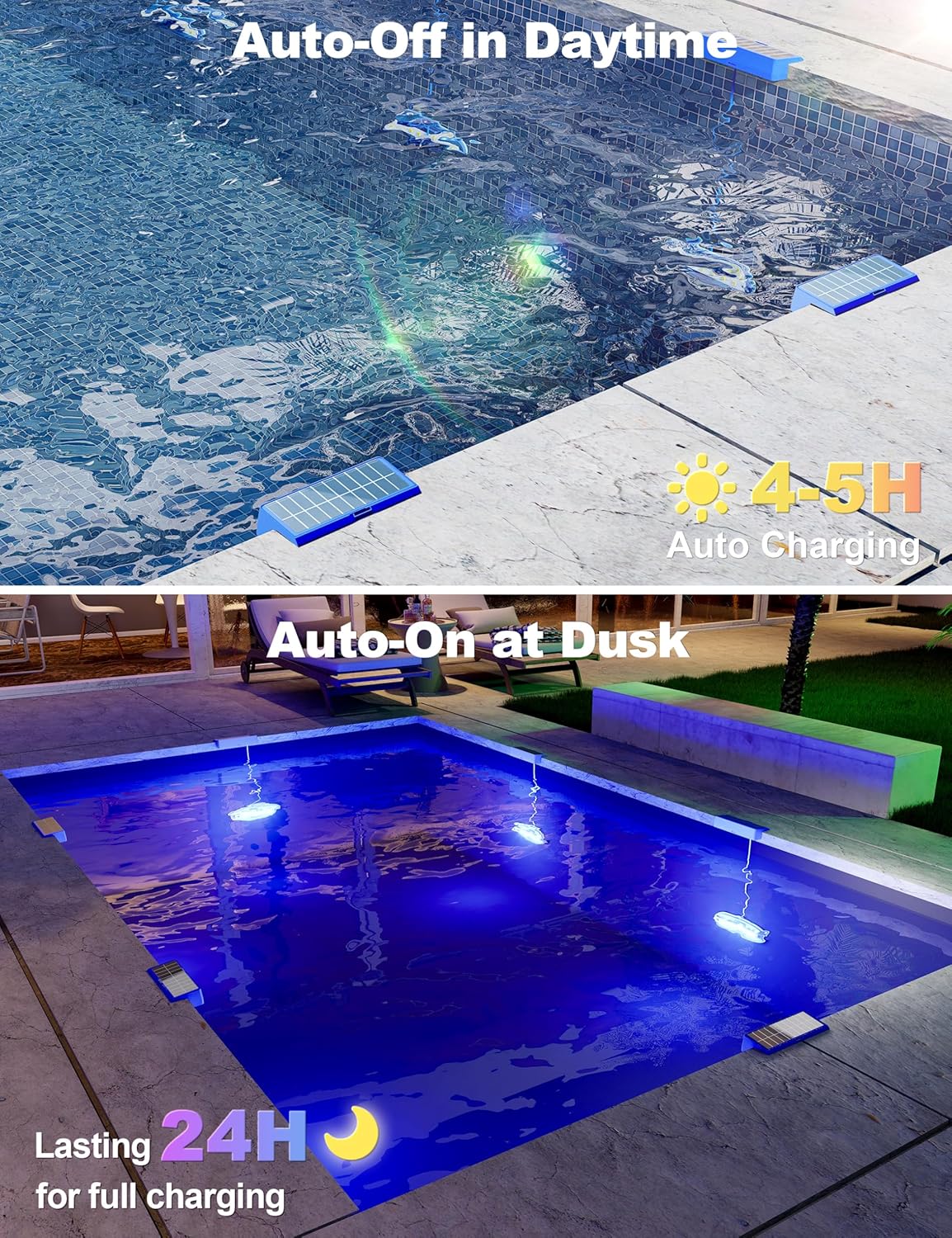 APONUO 4 Pack Solar Pool Lights, Pool Solar Lights for Above Ground Pools with Remote, IP68 Waterproof, RGB Color Changing Solar Powered Pools Light for Pond, Fountain,Yard (Blue)