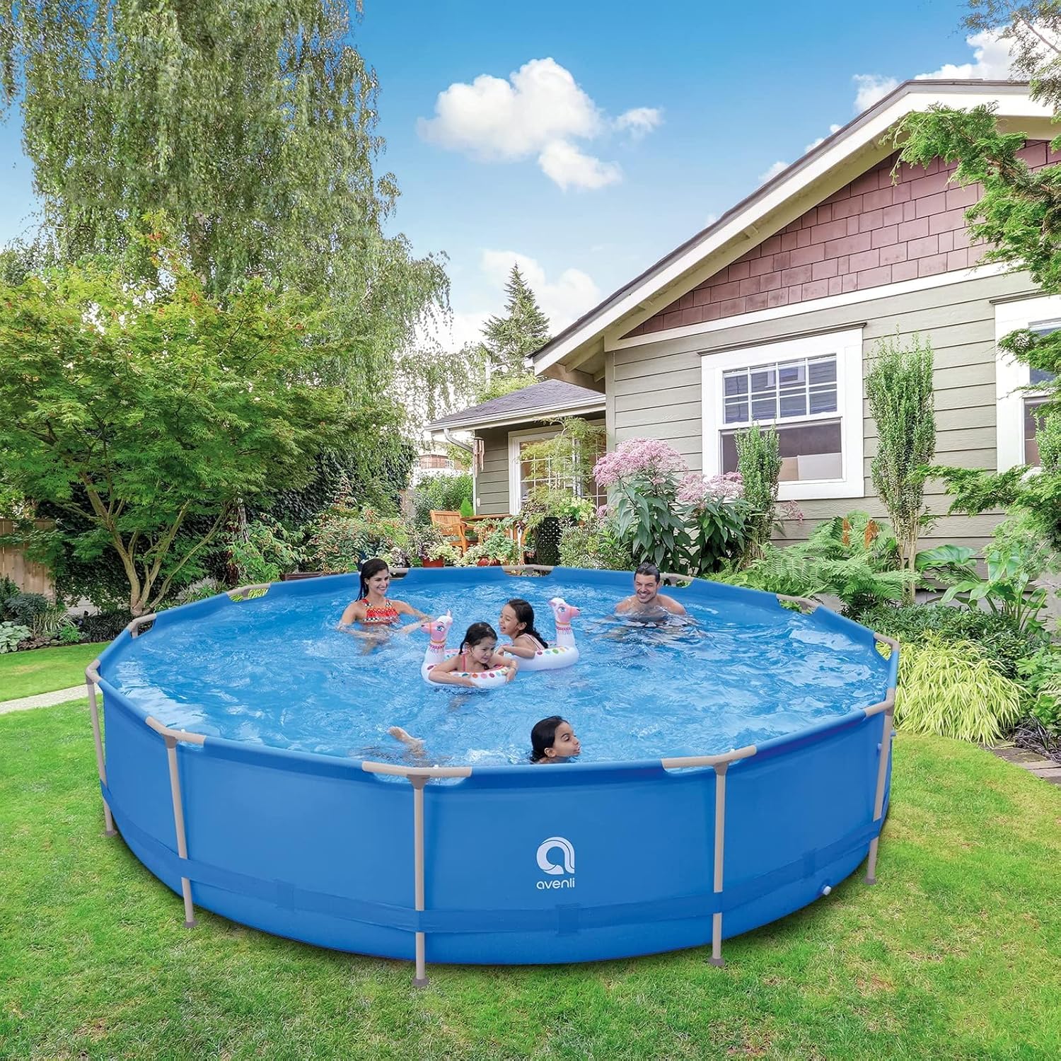 12ft x 30in Above Ground Swimming Pool,Outdoor Round Frame Steel Frame Pool for Backyard Garden
