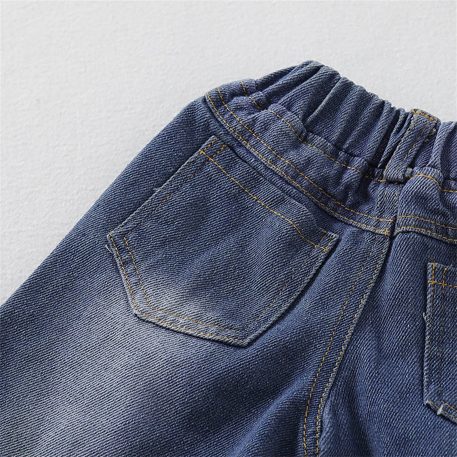 Conjunto de Dos Piezas de Primavera y otoño para niños pequeños Jeans de Color sólido con Estampado de Flores y Dobladillo Ancho con Volantes para niñas Traje De Baño De Mujer Entero